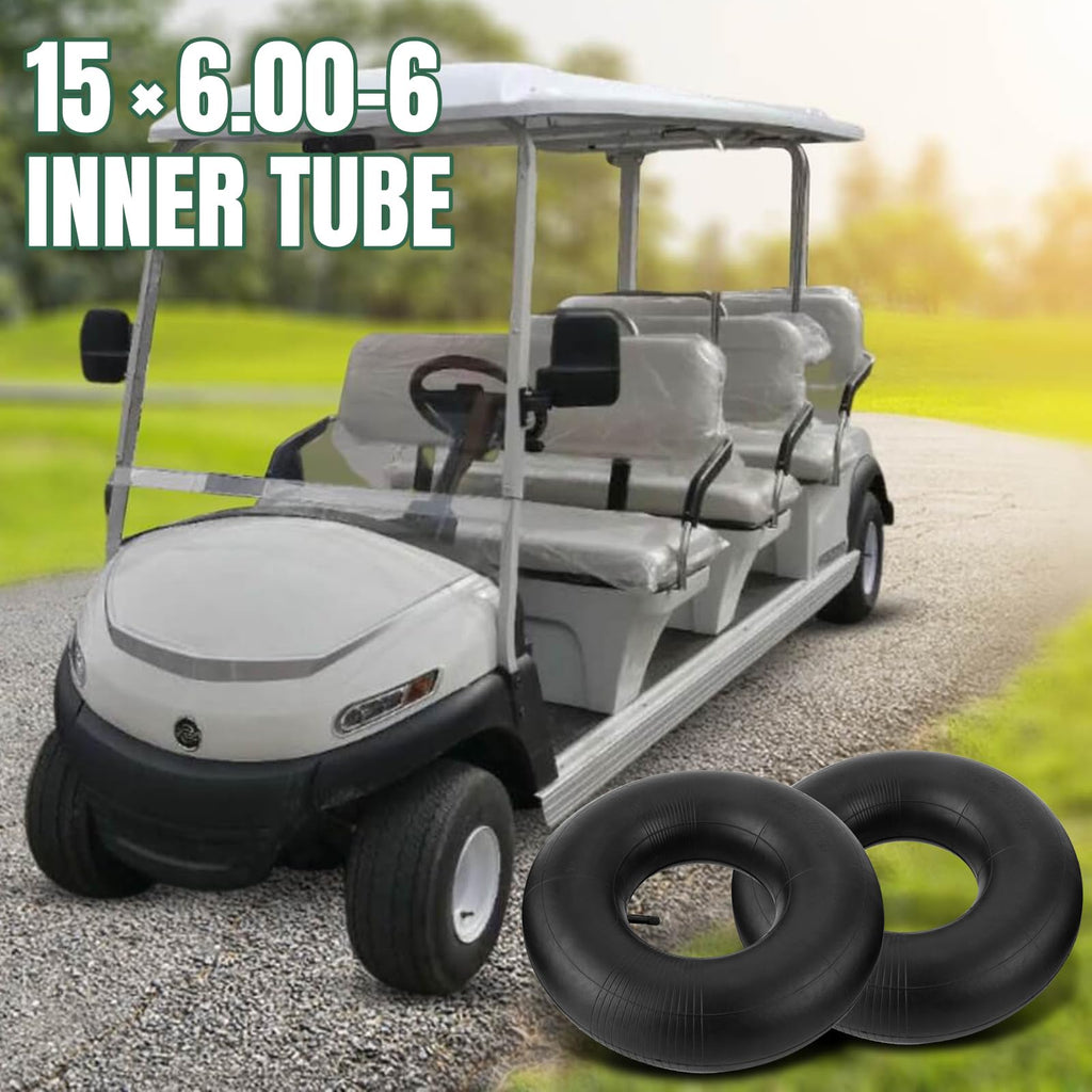 NIGOOLATA 15x6.00-6" Inner Tube with Straight Valve Stem (2-Pack) - Heavy Duty Replacement Tire Tubes for Lawn Mower, Snow Blower, Riding Mowers, ATVs, Golf Carts