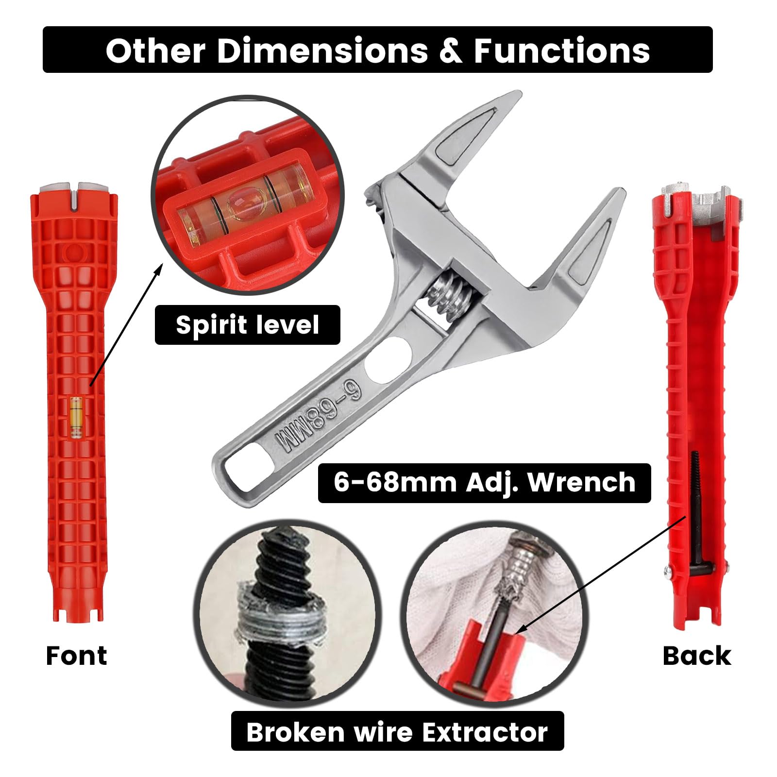 14-in-1 Faucet & Sink Installer Wrench for Tight Spaces – Multi-Purpose Plumbing Tool Kit with Bonus Wide-Jaw Adjustable Wrench – Ideal for Kitchen, Bathroom, Toilet Repair