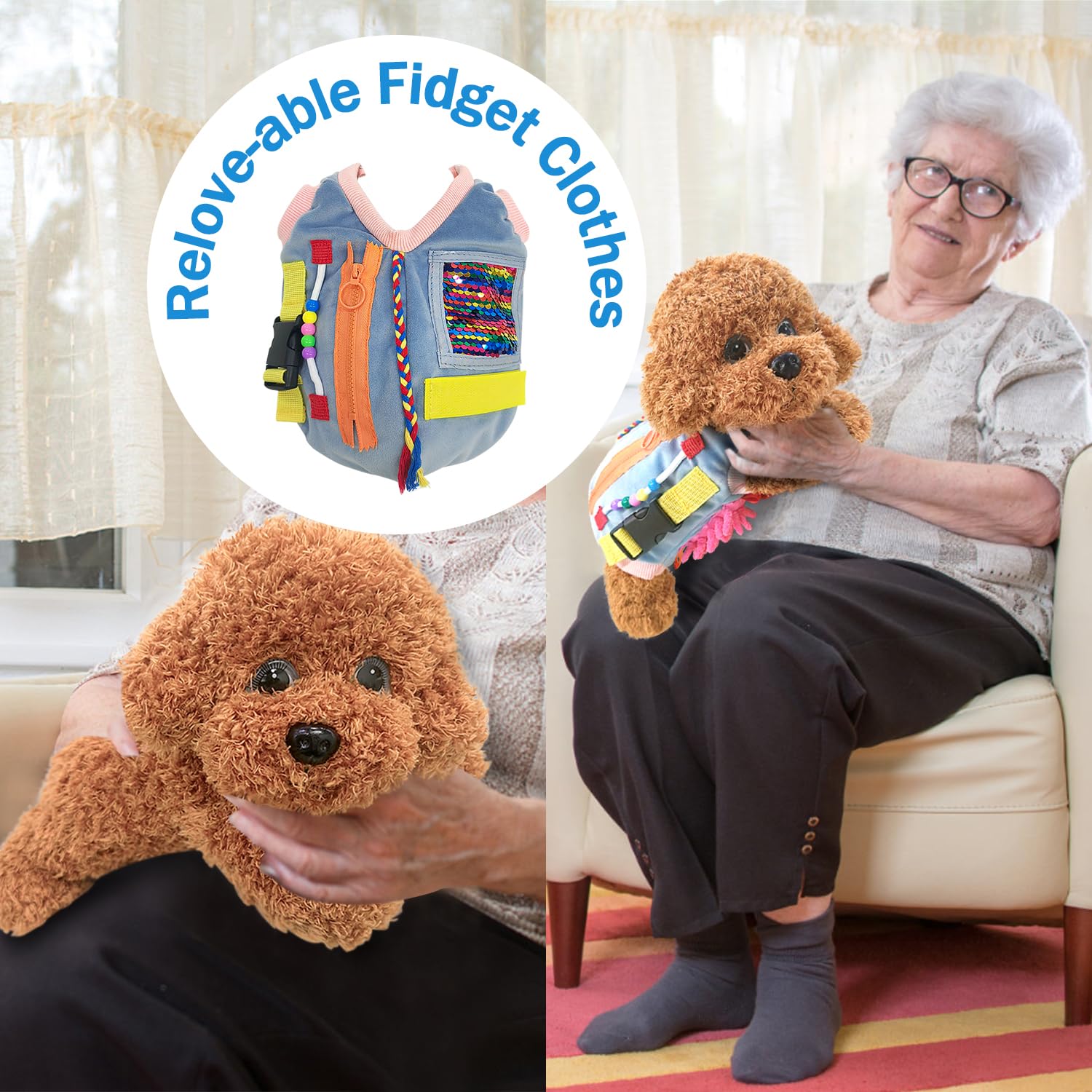 Fidget Blanket for Adults, Alzheimer's Sensory Mat for Relief Anxiety, Stress, Calming, Exercising, Sensory Activities for Nursing Home, Wheelchair, Dementia Patients