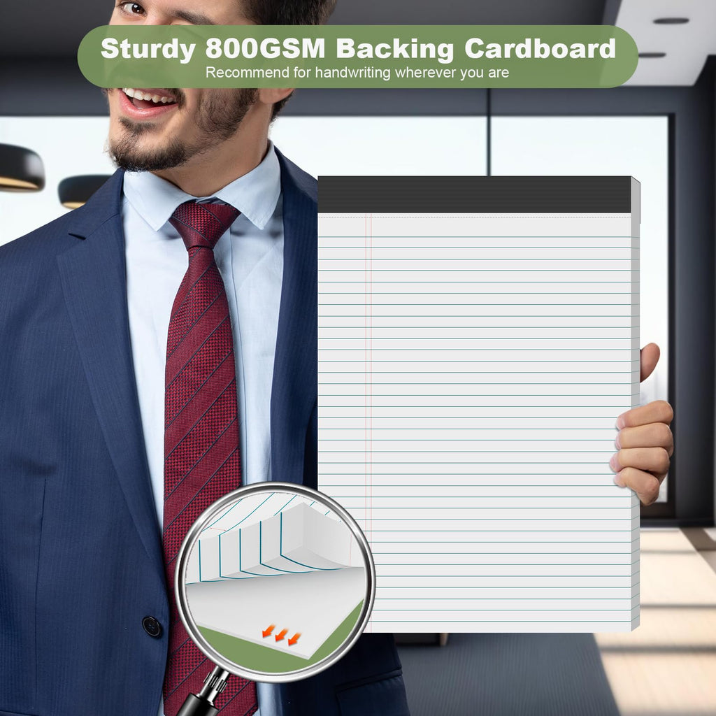 Legal Pads 8.5 x 11 College Ruled Note Pads, 6 Pack Notepads 8.5 x 11 Lined Paper Narrow Ruled Writing Pads, 30 Sheets Per Note Pad, Micro Perforated White Legal Pad 8.5 x 11 for Work/School/Office