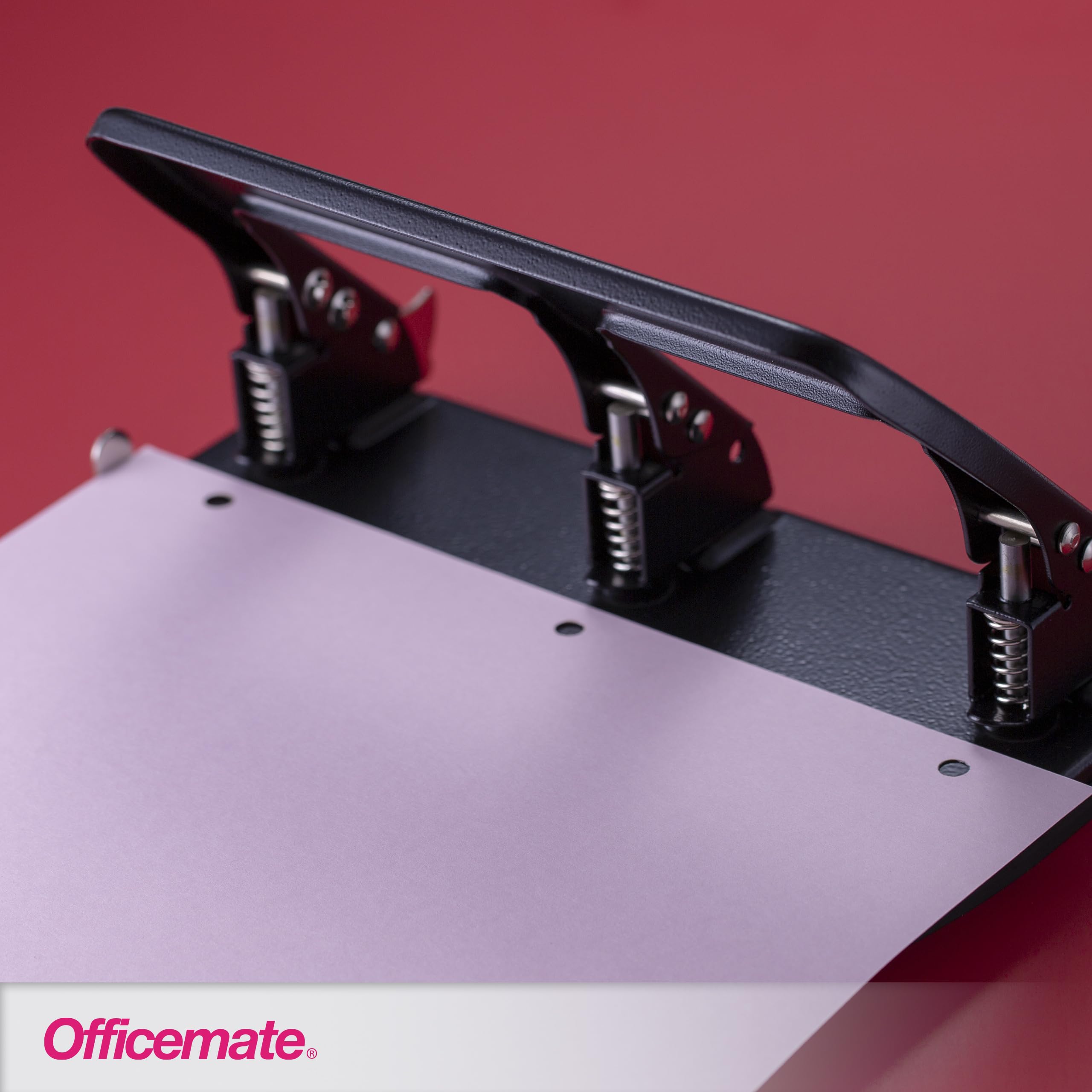 Officemate Medium Duty 3 Hole Punch with Ergonomic Handle, 30 Sheet Capacity, Black (90088)