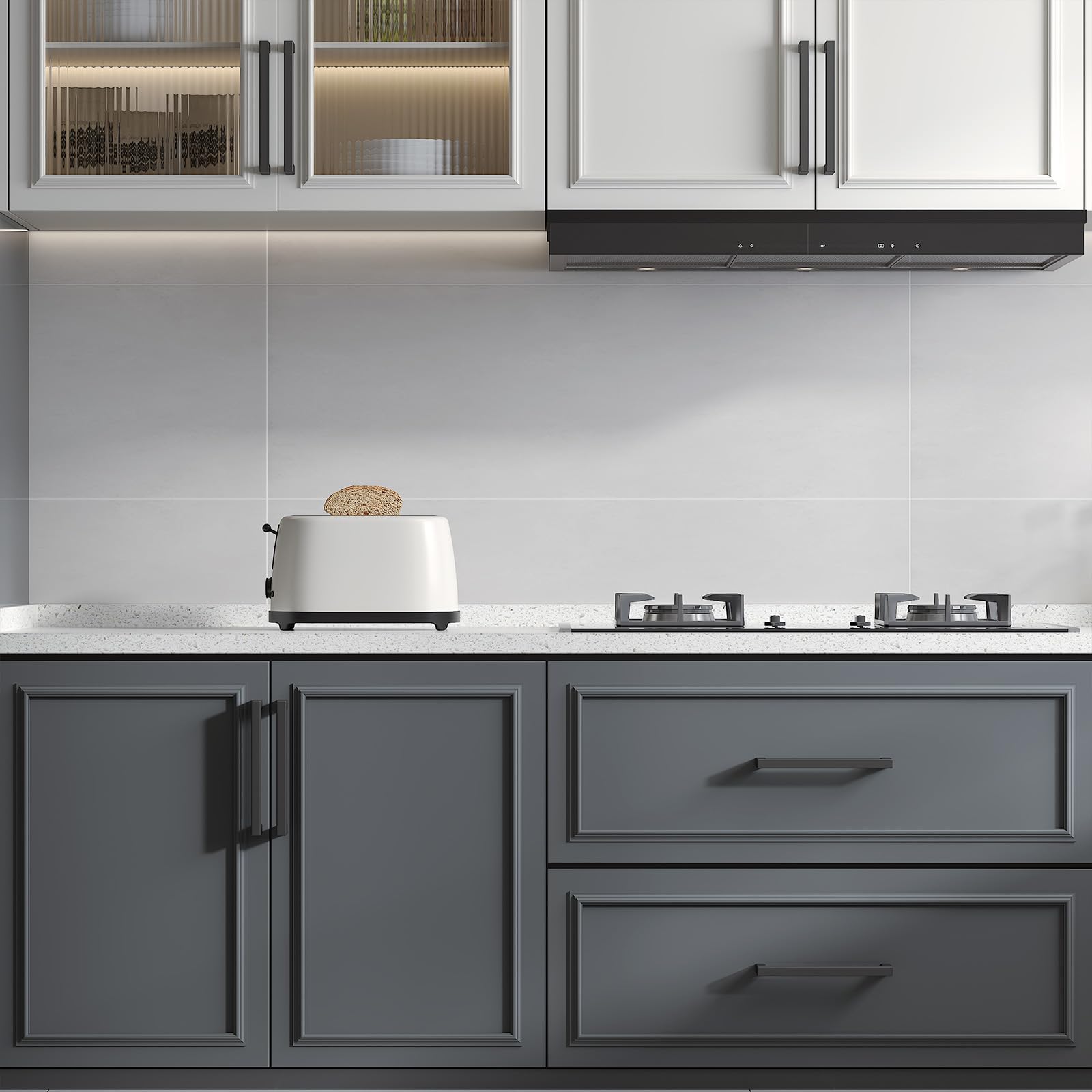 goldenwarm Black Cabinet Handle 5in 10Pack Stainless Steel Modern Drawer Pulls for Kitchen Cupboard| Poignée Armoire Cuisine Noire 5po 10Pièces Acier Inoxydable Moderne Pour Cuisine Salle de Bain
