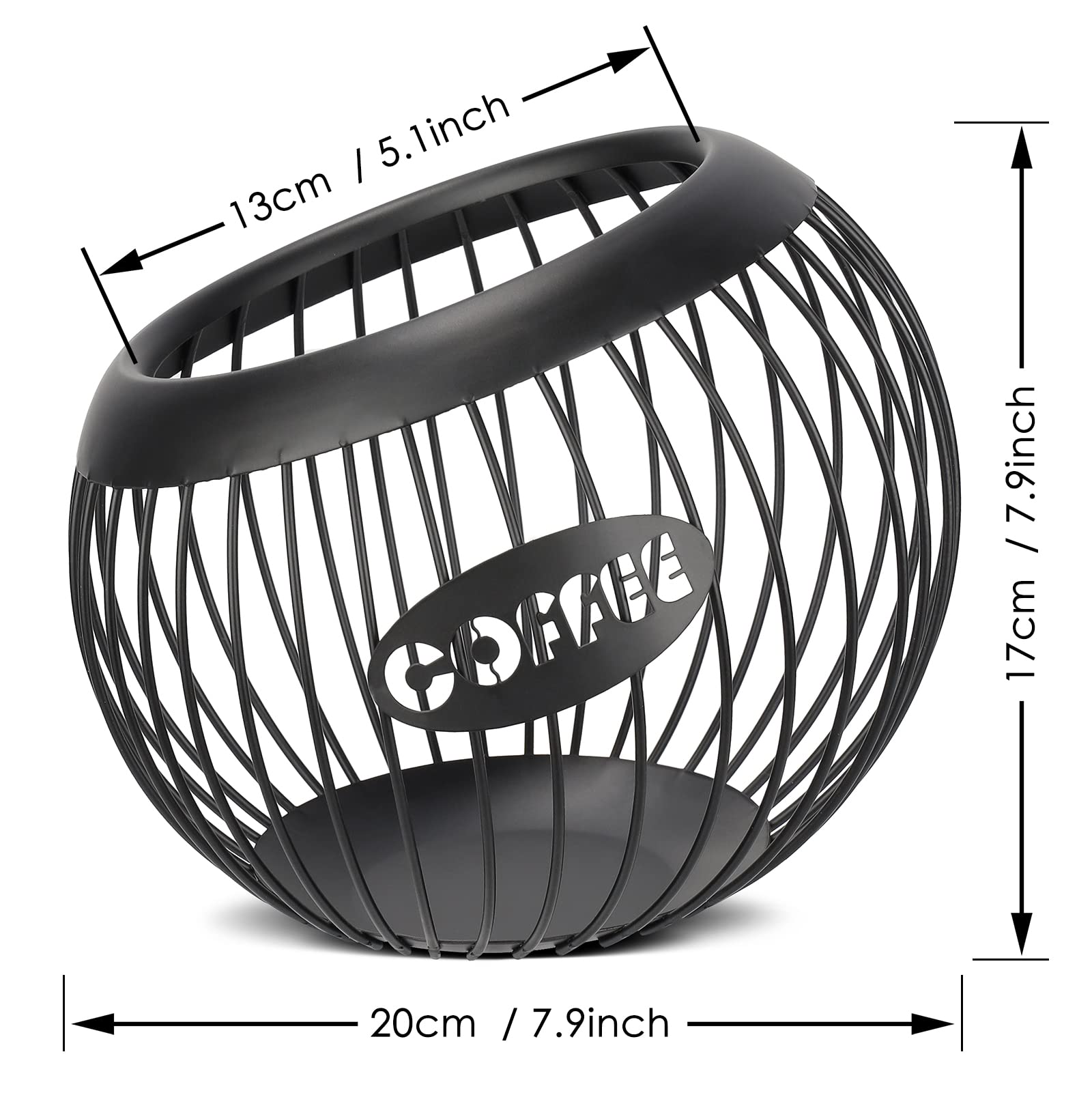 Coffee Pod Holder, Espresso Capsule Organizer, K Cup Holder Storage Basket for Home Office Coffee Counter, Black