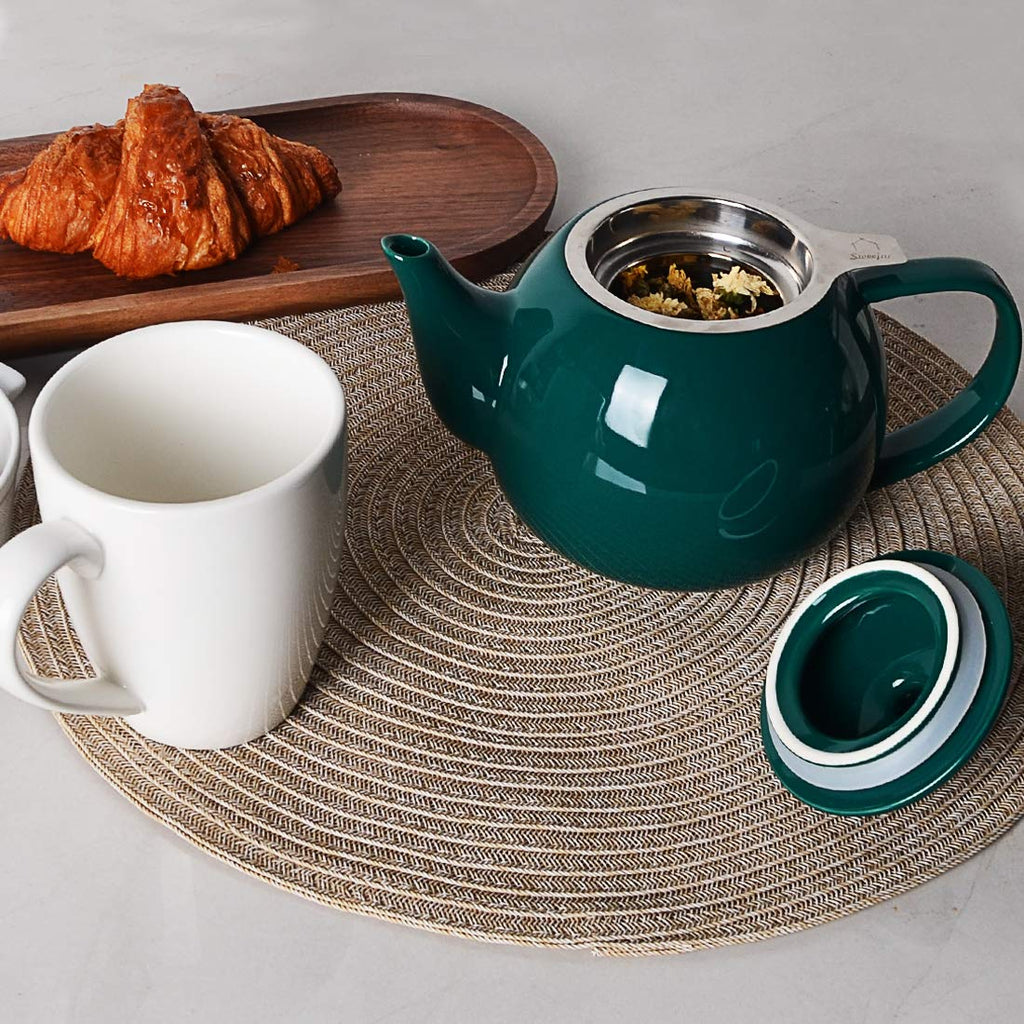 Sweejar Porcelain Teapot with Infuser and Lid,Teaware with Filter 30 OZ for Tea/Coffee/Milk/Women/Office/Home/Gift(Jade)