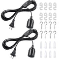 2 Pack Hanging Extention Light Cord (E26/E27 Light Socket with Cord) with On/Off Switch Button, Pendant Lamp Cord for Kitchen, Bedroom, Plant Growth Light
