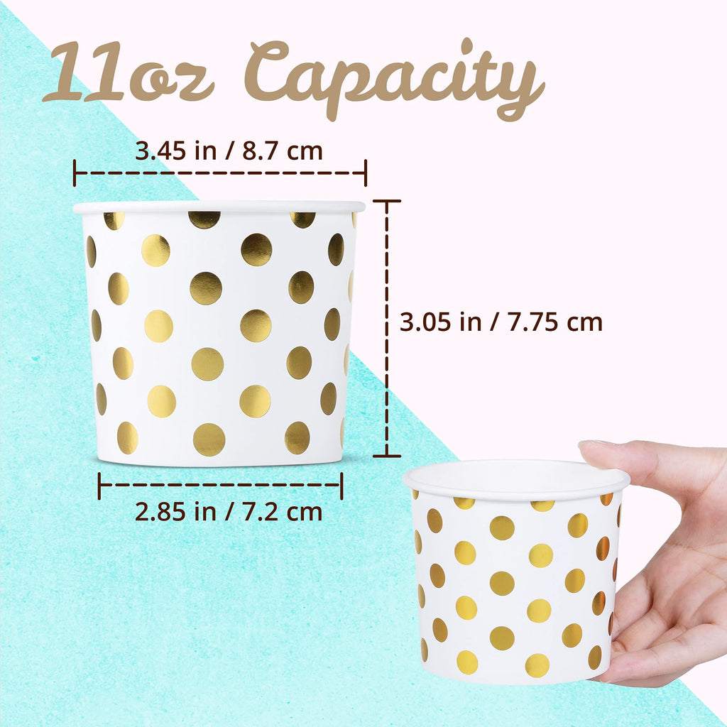MATICAN Paper Ice Cream Cups - 100-Count 11-Oz Disposable Dessert Bowls for Hot or Cold Food