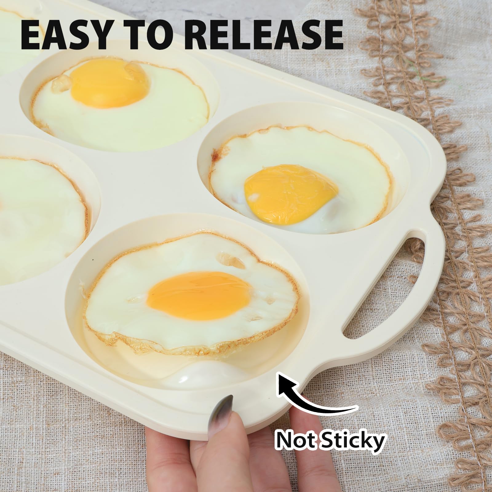 Nonstick Silicone Muffin Top Pan: 4 Inch Jumbo Silicone Egg Molds with Metal Frame for Baking Breakfast Sandwiches/English Muffins Egg Bites Hamburger Buns - for Oven Housewife (Beige& Mint Green)