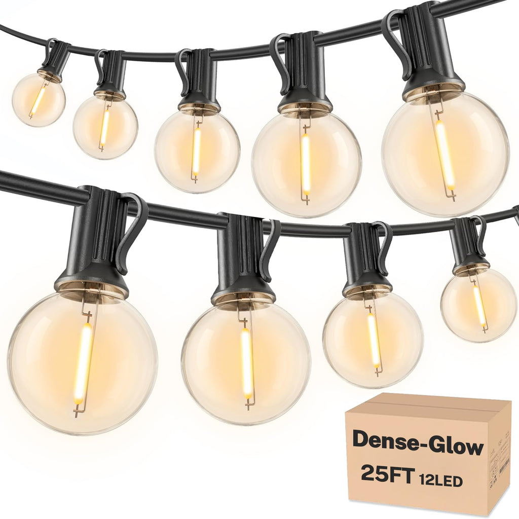 RTTY Outdoor String Lights Patio Light for Outside Waterproof G40 Shatterproof LED Bulbs, Dimmable Hanging Connectable Globe Lighting for Bistro, Backyard, Cafe, Porch, 2700K, 25 FT 13pcs