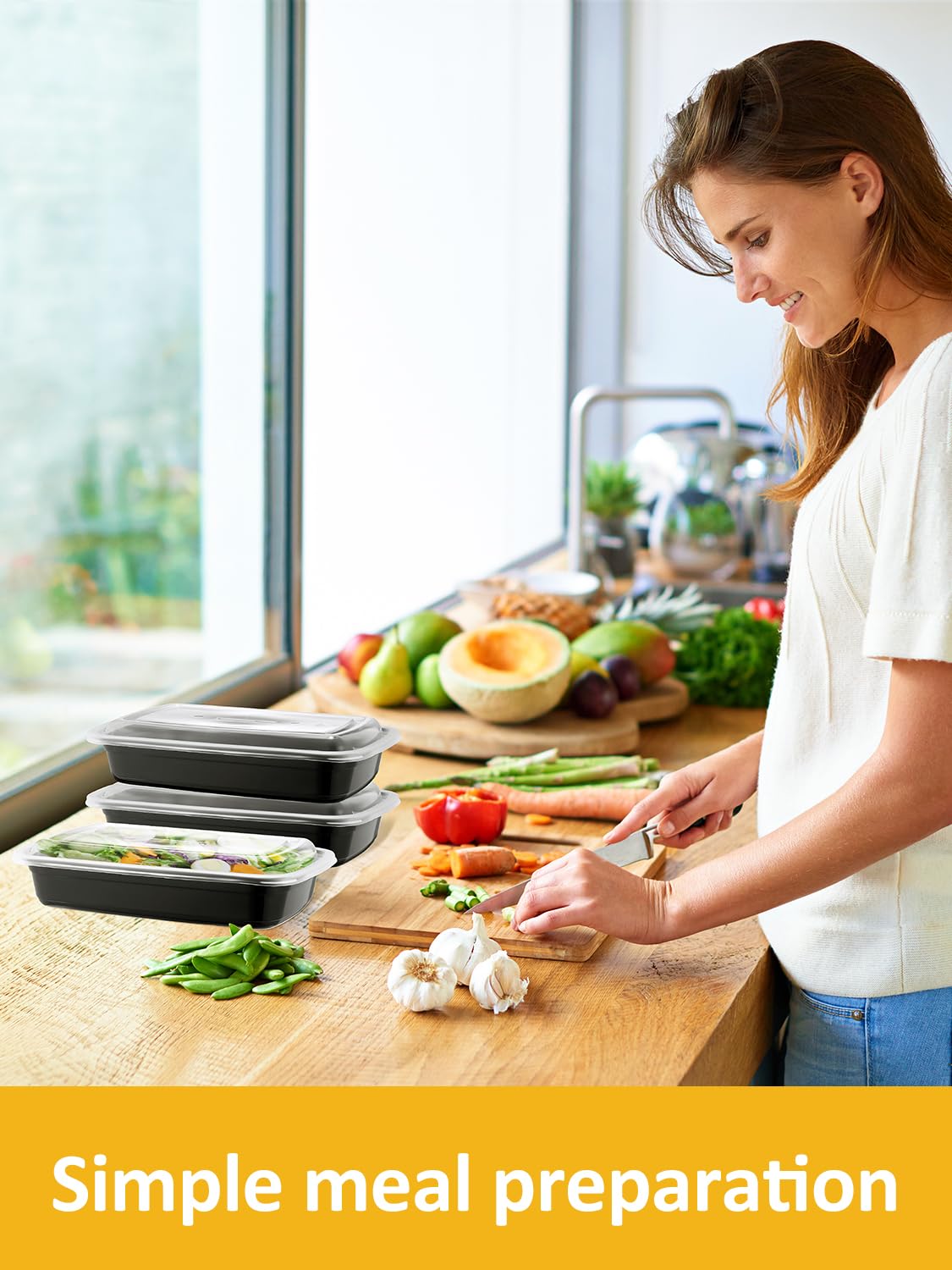 NEEBAKE 60 Sets 28oz Meal Prep Container - Reusable Plastic Food Storage Containers with Lids, Fits Microwave, Freezer and Dishwasher Safe
