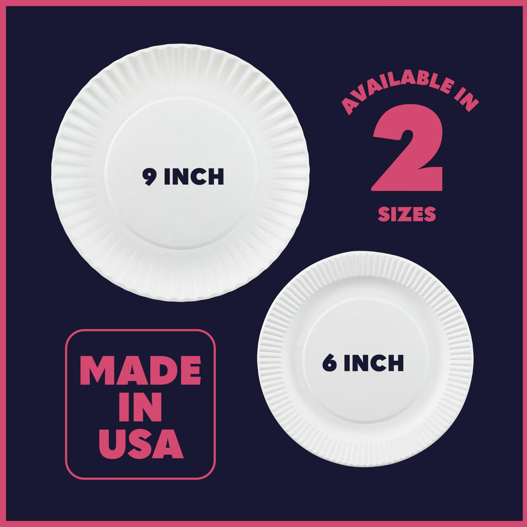 Bulk Paper Plates - [400-Pack] - (9-Inch Round) - Lightweight Uncoated 9 Inch Disposable Paper Plates - for Crafts, Events, Projects, Dry Foods & General Use