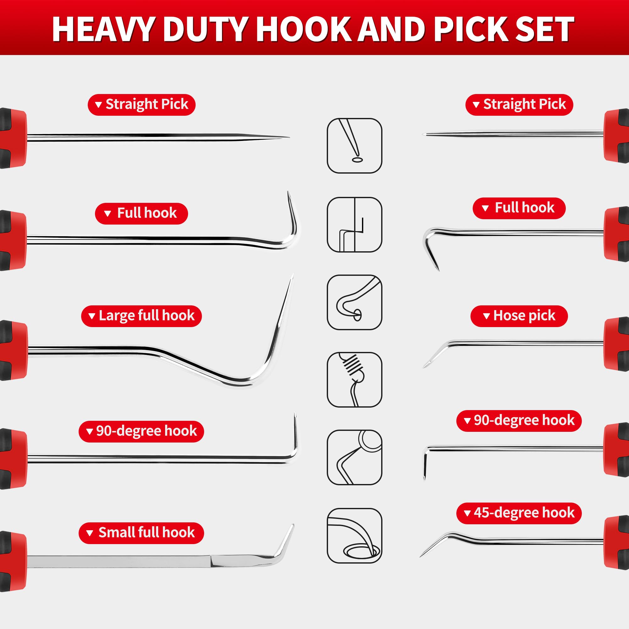 TOOLEAGUE 10Pcs Pick and Hook Set with Scraper and Magnetic Telescoping Tool Kit
