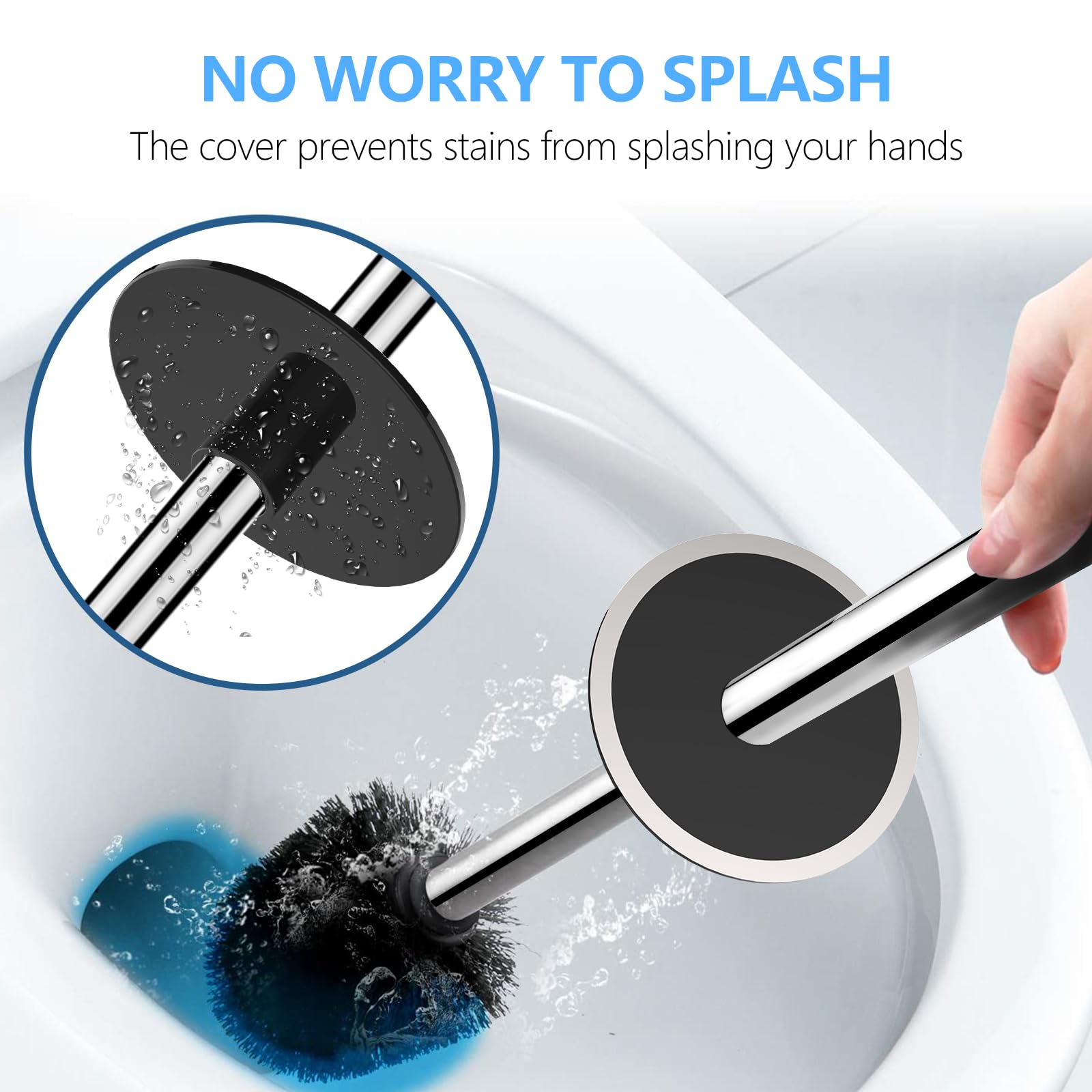 SetSail Toilet Brush, Compact Size Toilet Bowl Brush and Holder Toilet Brushes for Bathroom with Stainless Steel Handle Toilet Cleaner Brush with Durable Scrubbing Bristles, 2 Packs