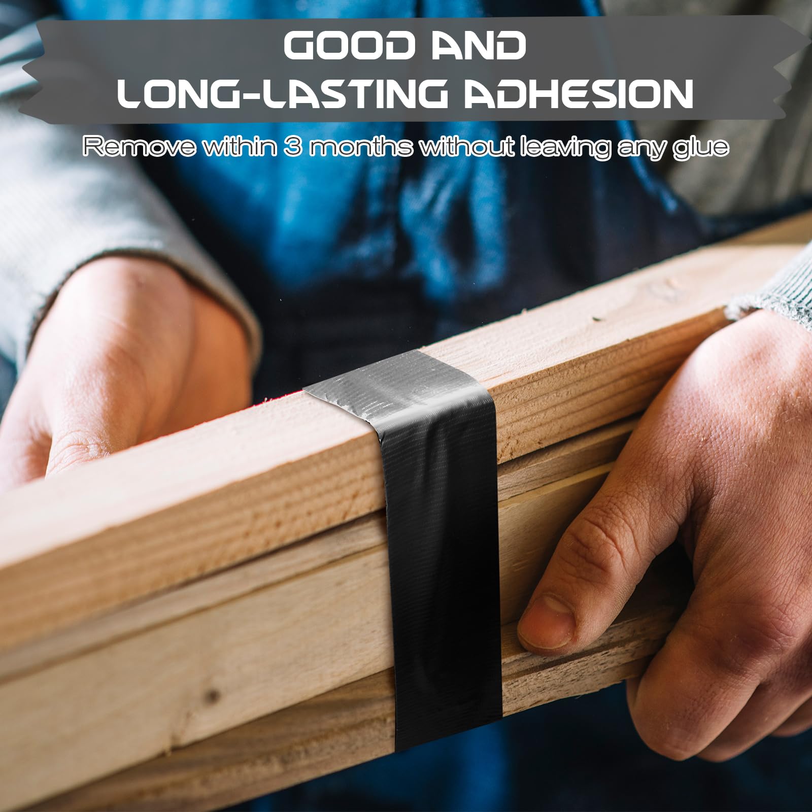 3 Rolls Duct Tape, 2 Inch x 20 Yards Gaffer Tape Repair Tape Duct Adhesive Hand Tearable Waterproof for Inside & Outside Repairing Fastening Bundling (Black, White, Silver)