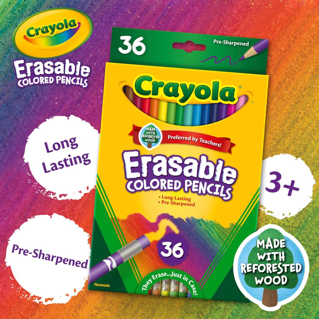 Crayola; Erasable Colored Pencils; Art Tools; 36 Count; Perfect for Art Projects and Adult Coloring