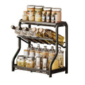 DadaoEC 3 Tier Countertop Organizer For Kitchen Black Steels Cooking oil bottle and Spice Seasoning Sauce storage rack Metal counter shelf for Cupboard