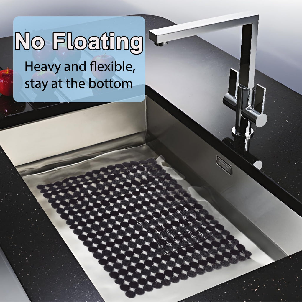 Kitchen Sink Mat for Stainless Steel/Ceramic Sinks,2 Pack Sink Protectors for Kitchen Sink with Scissors, Fast Draining,Easy to Clean,DIY Cut,15.7 X 11.8 Inch(Dark Black)