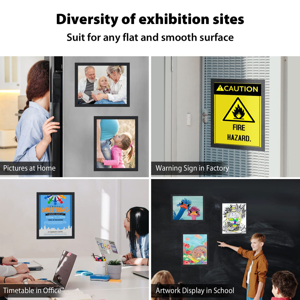 VAIIGO 8.5"x 11" Magnetic Sign Holder, 10Pack Double Sided Window Self Adhesive Magnetic Display Frame with Clear PVC and Strong Magnet for Office/Store/Door/Glass/Refrigerator Display Frame, Black