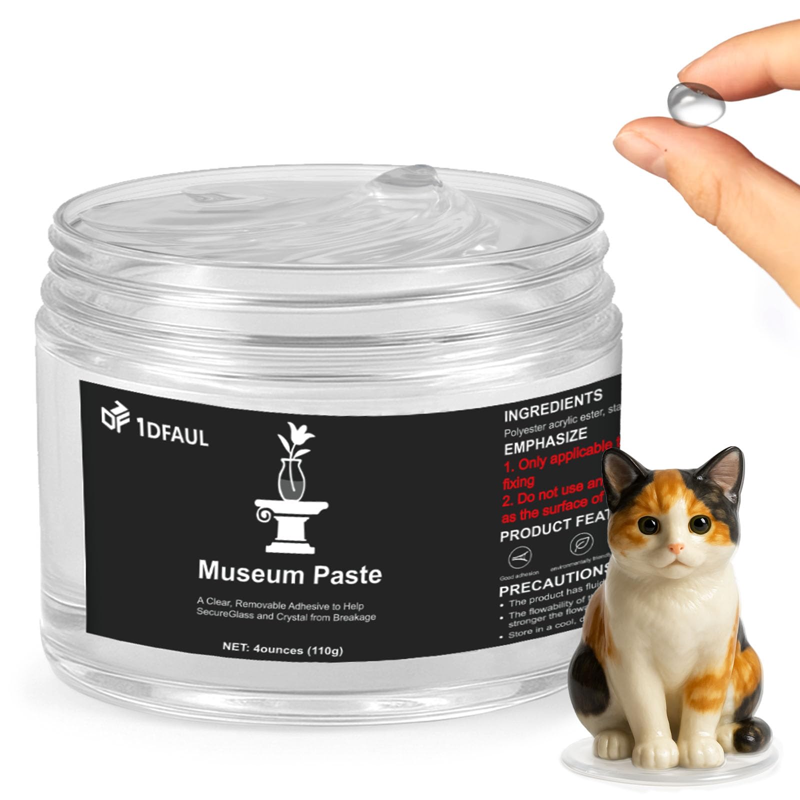 1DFAUL 110g Exhibits Gel for Museum, Removable Clear Museum Paste Putty Wax, Reusable & No Residue, Fixed Collection Artifacts and Decorations to Prevent Vibration, Falling