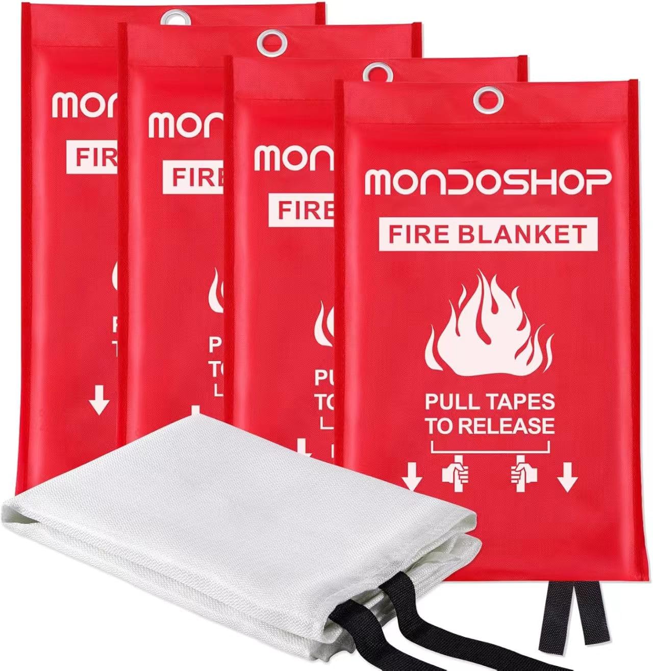 Fire Blanket for Home Kitchen Emergency - Mondoshop Fire Suppression Blanket Fireproof Blanket Fire Retardant Blankets for Car, Fireplace, Camping, Picnic, Grill (4)