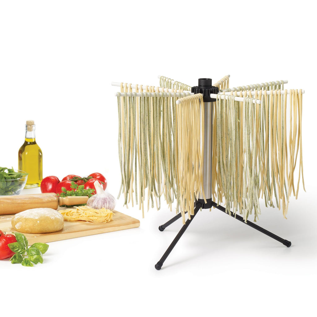 Starfrit Pasta Drying Rack – Rotating Top for Even Drying – Compact Foldable Design – Non-Slip Expandable Feet – Holds up to 5 lb of Pasta – Ideal for Spaghetti and Fettuccine
