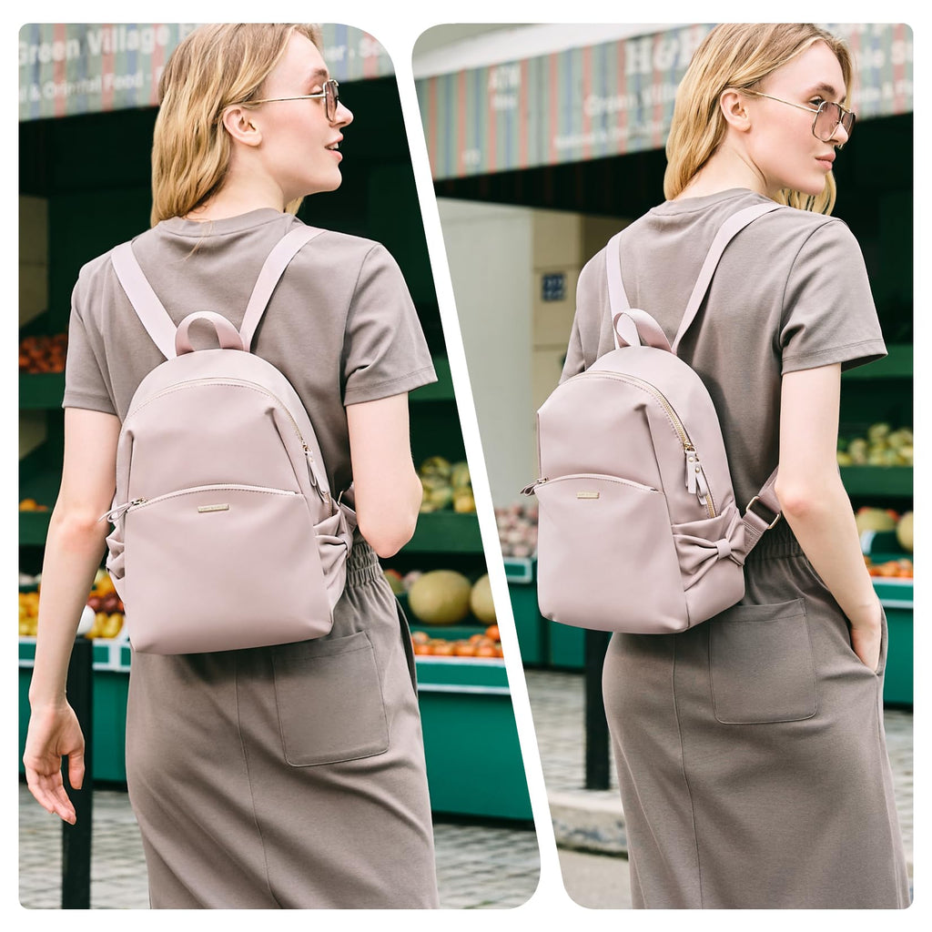 Stylish Backpack Purse for Women Girls Casual Travel Daypack Mini Backpack Handbag Nylon Bookbag (Pink)