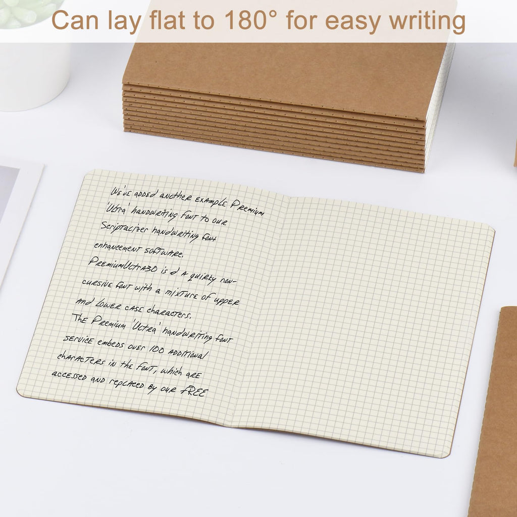 ZCZN A5 Square Grid Notebook 24 Pack, Kraft Jounurals Notebooks 60 Pages(30 Sheets), 8.15 * 5.5 Inches Notebooks Bulk, Diary, Subject, Memo Notebooks for Work, School, Office