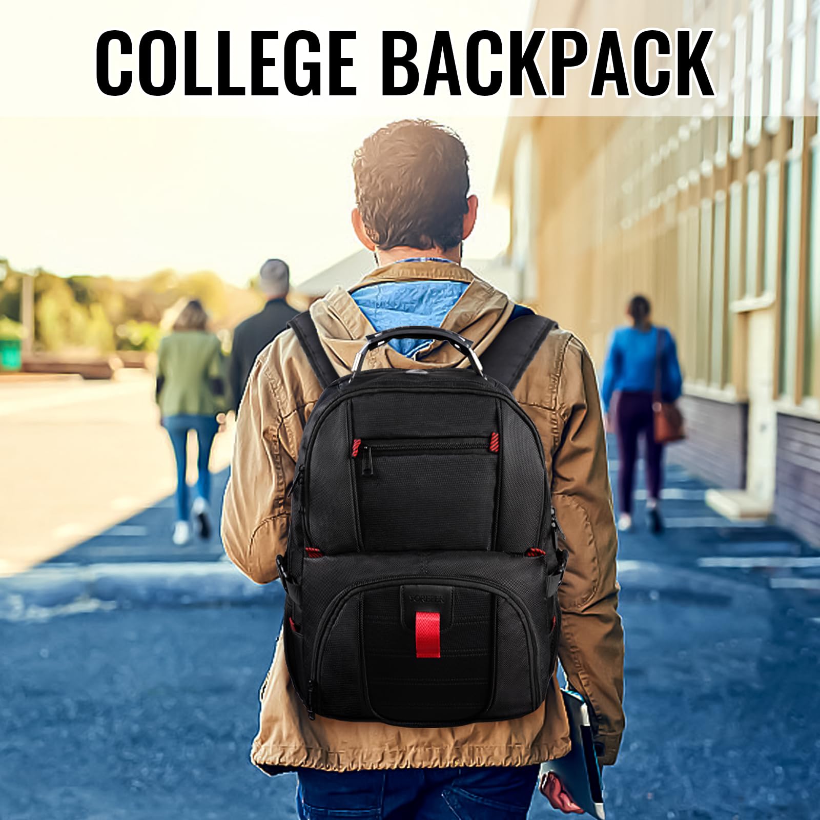 YOREPEK Travel Backpack, Extra Large 50L Laptop Backpacks for Men, Water Resistant College Backpacks Airline Approved Business Work Bag Fits 17 Inch Computer, Black
