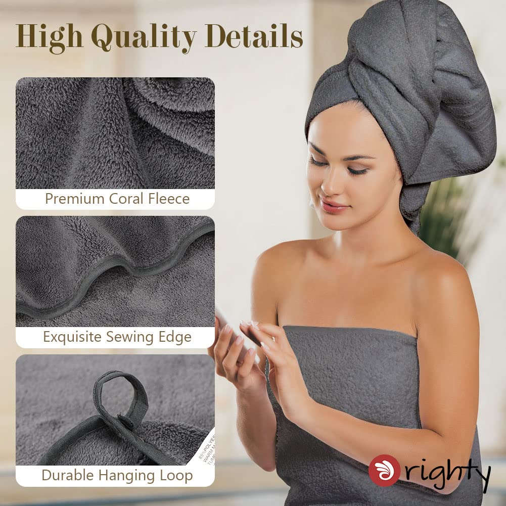 ORIGHTY Bath Towels Set Pack of 2(27’’ x 54’’) - Soft Feel Microfiber Bath Towels for Bathroom, Highly Absorbent Bath Sheet, Quick Drying Shower Towels, Fluffy Towel for Gym, Beach, SPA - Gery