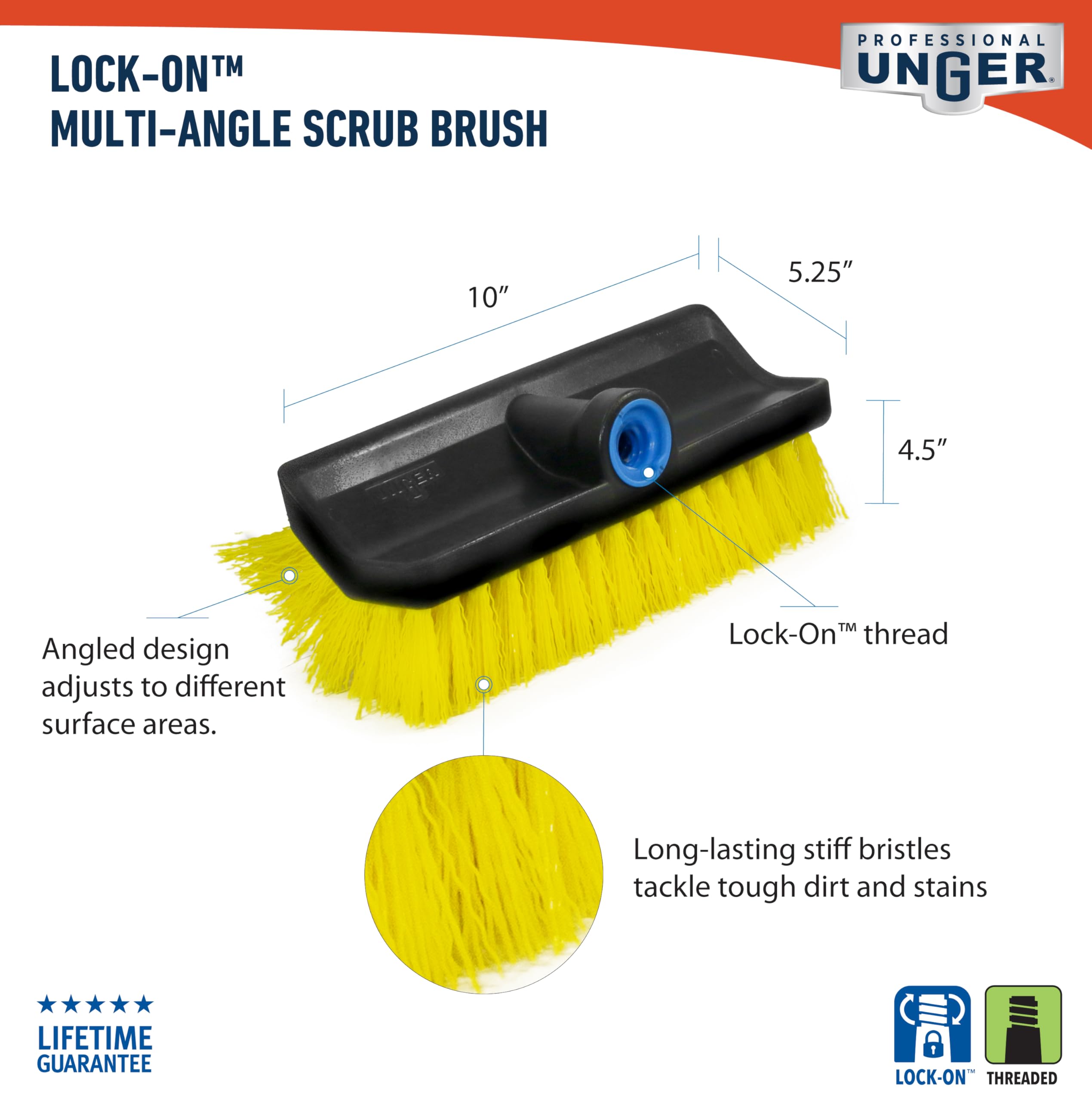 Unger Industrial LLC 964820C 10-Inch Waterflow Bi-Level Deck Scrub Brush