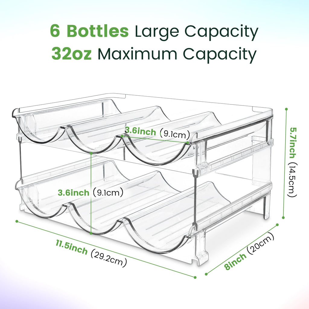 spospo Water Bottle Organizer for Cabinet, 2 Packs Water Bottle Storage Rack, Water Bottle Holder for Cabinet, Stackable Water Bottle Storage Rack
