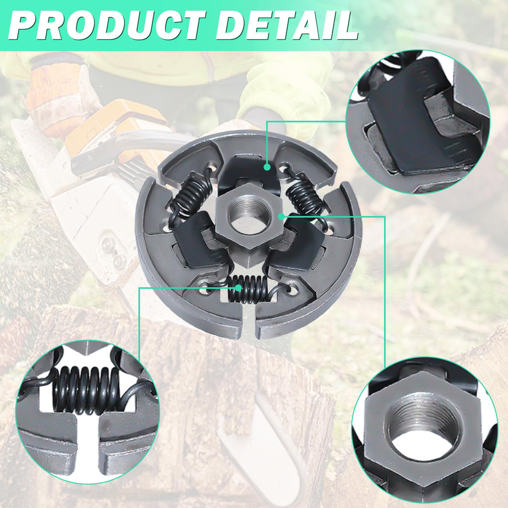 3/8" Sprocket Clutch Kit for Stihl 017 018 MS170 MS180 021 023 025 MS210 MS230 MS250, ADEFOL Sprocket + Clutch Drum + Bearing + Worm Gear + Washer + E-Clip + Spark Plug