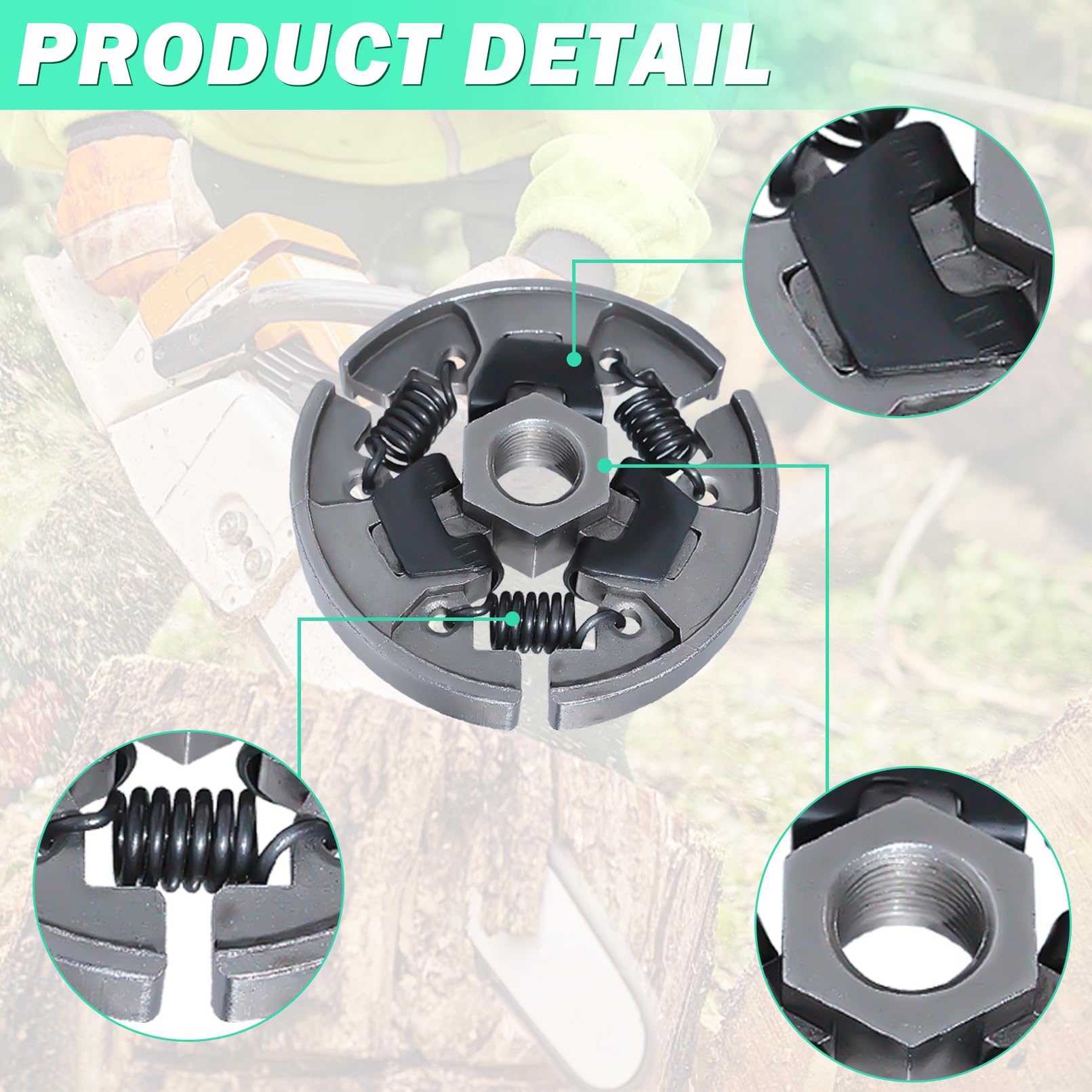 3/8" Sprocket Clutch Kit for Stihl 017 018 MS170 MS180 021 023 025 MS210 MS230 MS250, ADEFOL Sprocket + Clutch Drum + Bearing + Worm Gear + Washer + E-Clip + Spark Plug