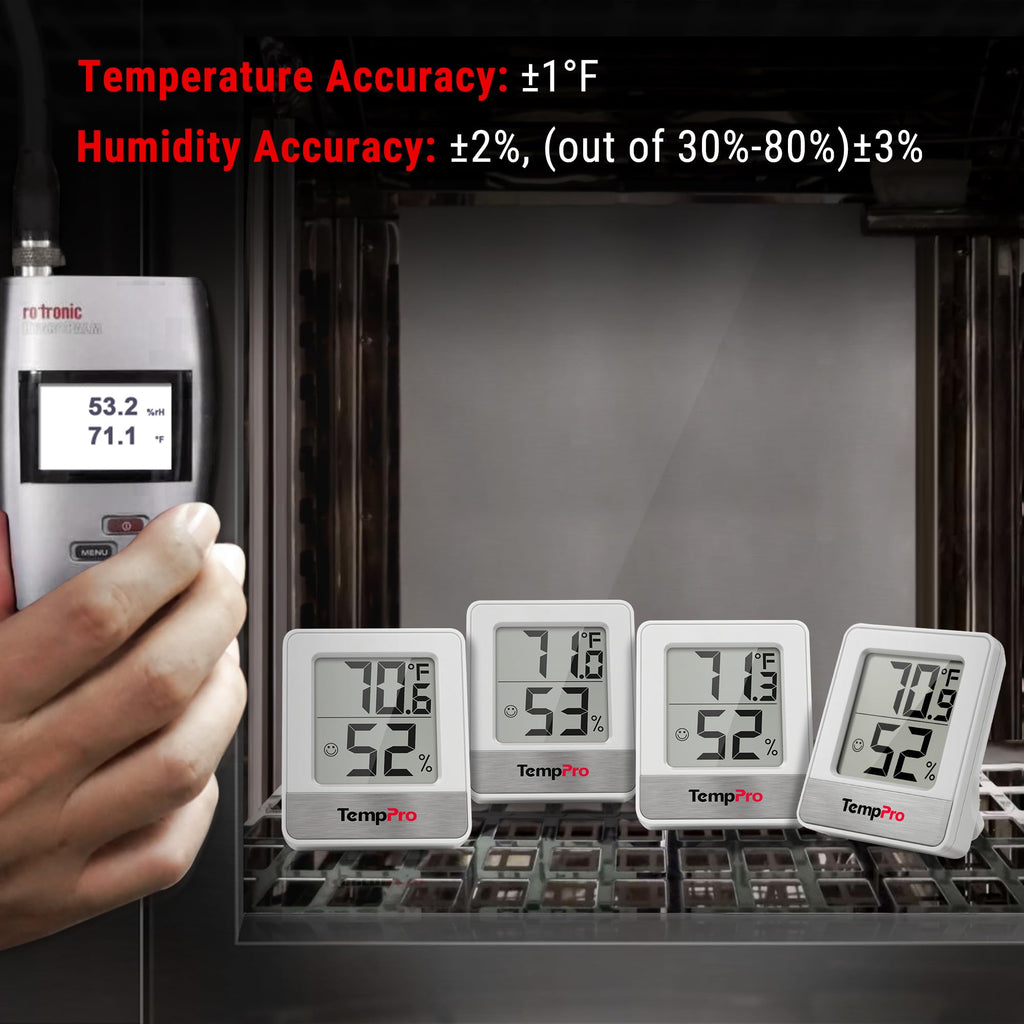 ThermoPro TP49 2 Pieces Digital Hygrometer Thermometer Humidity Meter Room Thermometer with Temperature and Humidity Monitor Outdoor Thermometer White