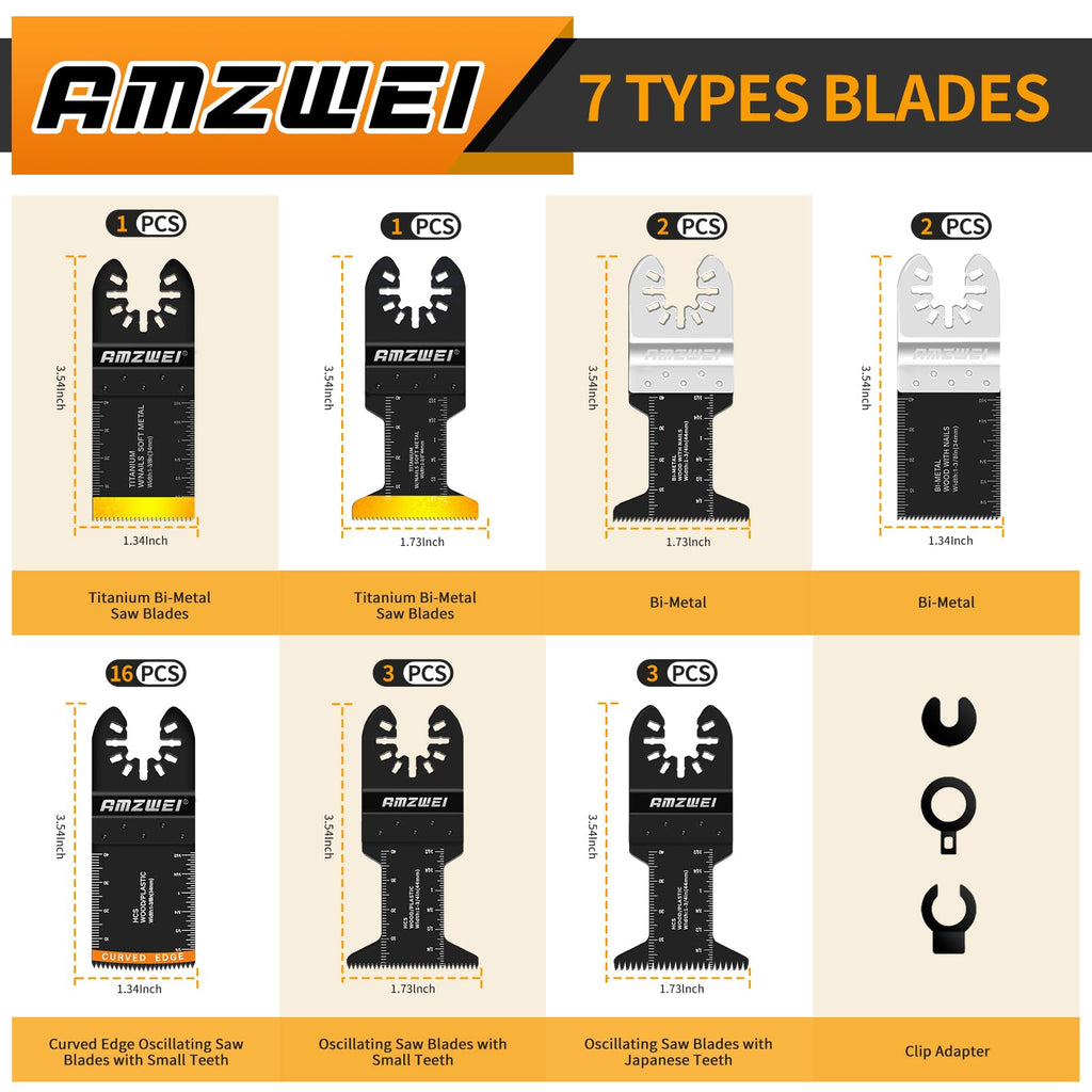 28PCS Oscillating Tool Blades, Professional Universal Titanium Multitool Blades for Wood Metal, Quick Release Compatible with Dewalt Ryobi Milwaukee Rockwell Fein