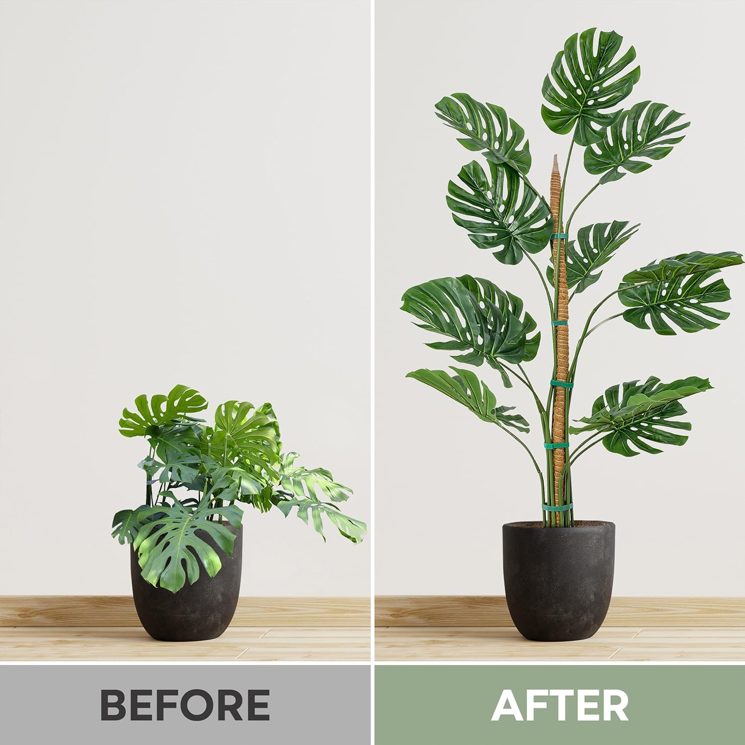 K-Brands 2 Pack 48 Inches Bendable Moss Pole Monstera Plant Support for Climbing Indoor Plants - Stakes for Potted Climbers - Tall Sticks Indoor Trellis for Houseplants - Accessories for Monstera Pot