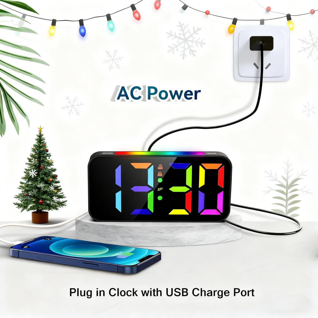 Topski Loud Alarm Clocks for Bedrooms Heavy Sleepers, Digital Clock with Night Light, Large Display, Dual Alarm, Snooze, Dimmable Bedside Alarm Clock for Kids Teens Boys Girls