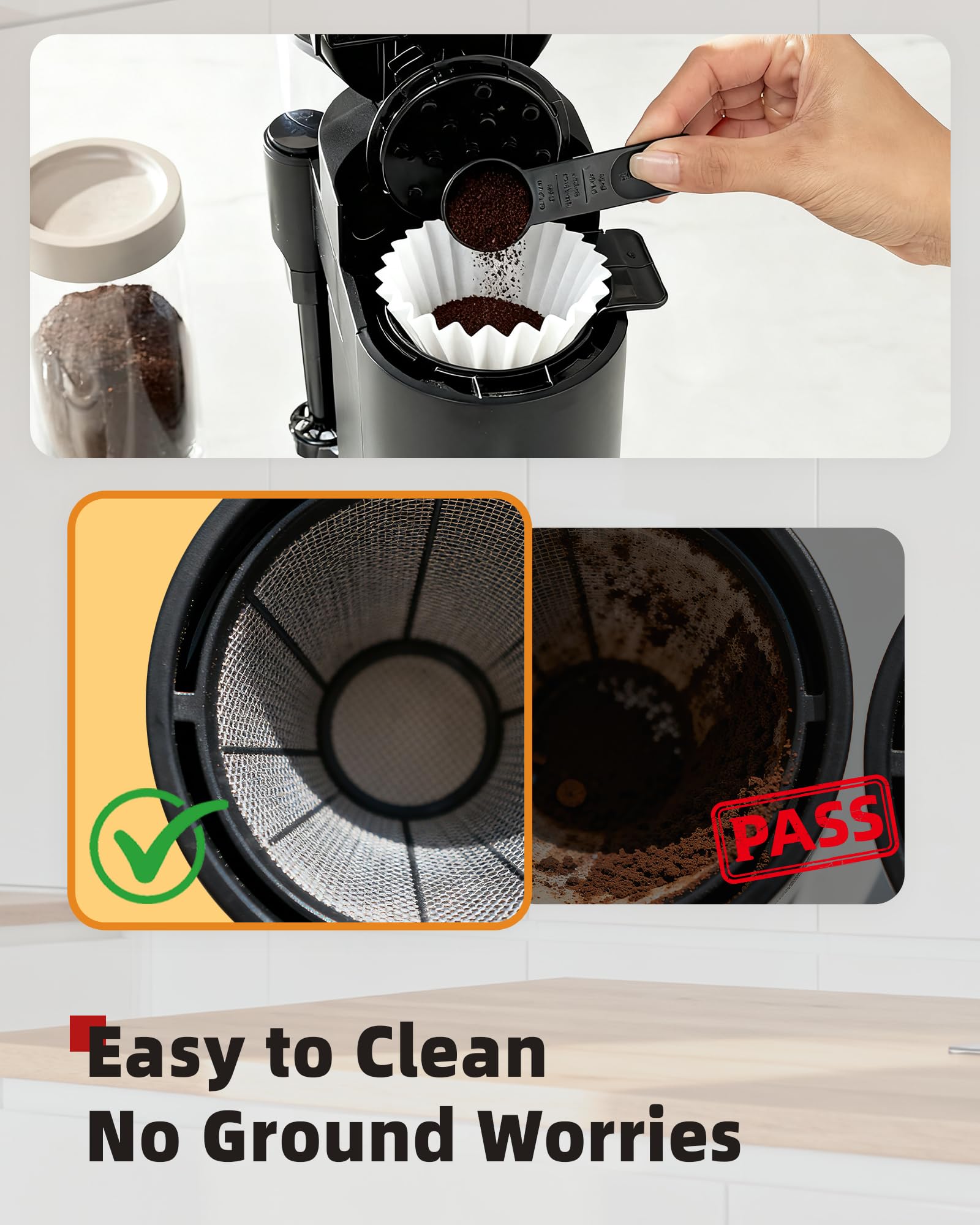 Brew Choice 200 Pcs Disposable Coffee Filters for Ninja Pod & Grounds Single Serve Coffee Maker, Basket Coffee Paper Filters Compatible with Ninja PB051 PB041 Coffee Maker, 1-2 Cup