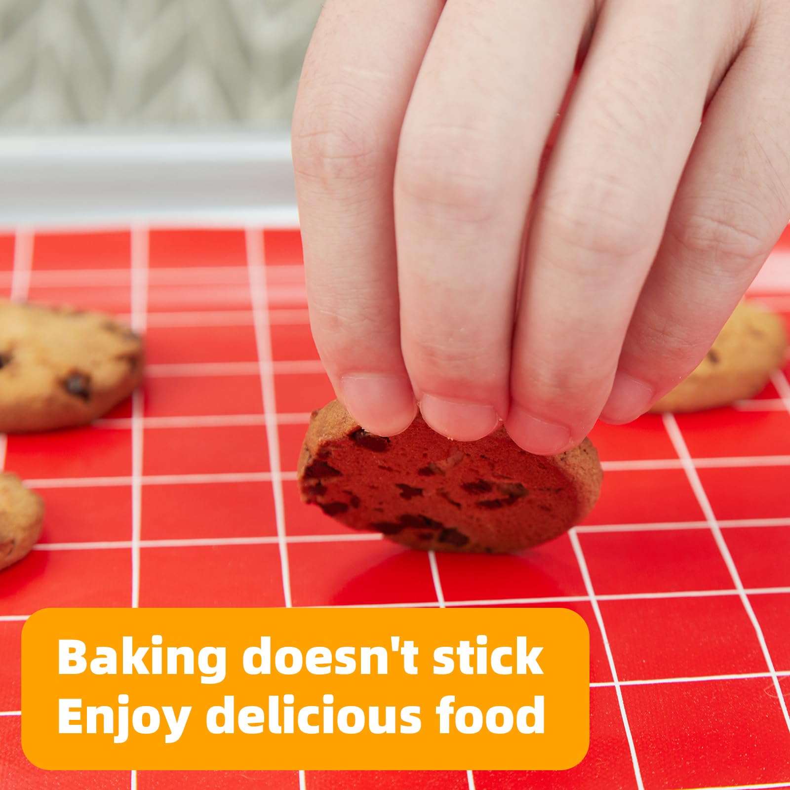 EuChoiz Silicone Baking Mat Roll 16IN*5FT, Non-Slip, Non-Stick, Reusable, Free Cutting, Oven Liner, Counter Mat, Freeze Dryer Mat, Red
