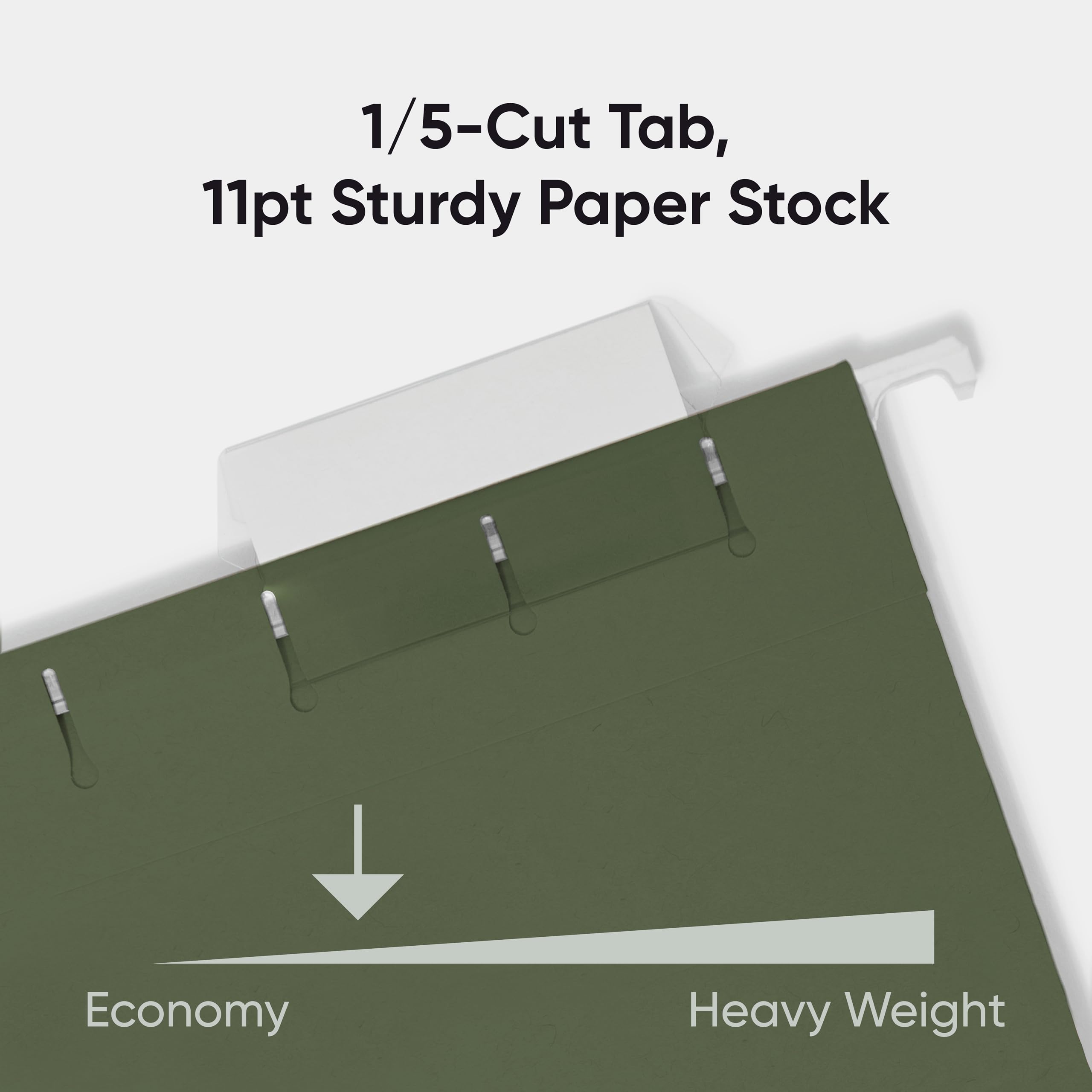 Smead Hanging File Folders, 25-Pack, Letter Size, 1/5-Cut Tabs, Green, Anti-Slip Vertical Filing for File Cabinets, Colour-Coded Home Office, School and Business Organization