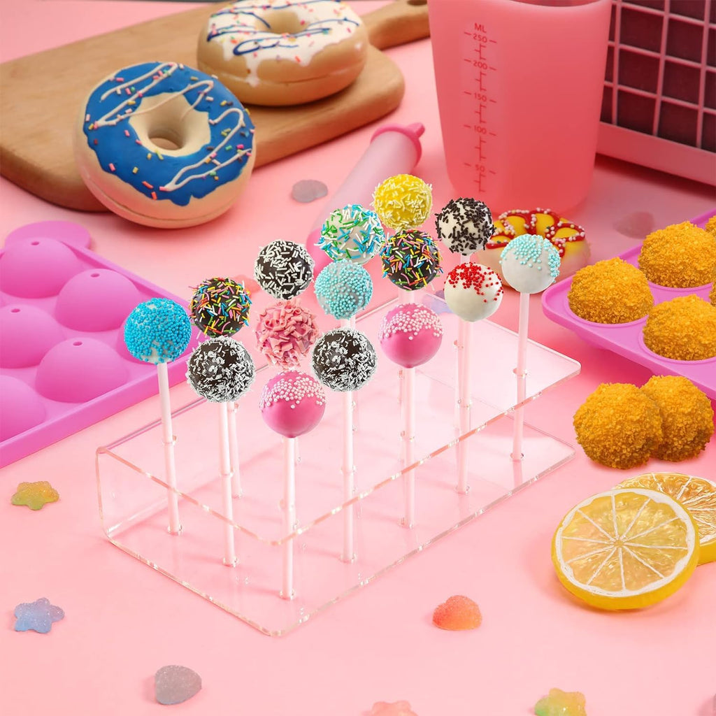 GZMAISULEE Cake Pop Molds Kit 610PCS Lollipop Cake Pop Maker Set with Cake Pop Stand, Cake Pop Sticks and Wrappers, Decorating Pen, 4 Piping Tips, Measuring Cup