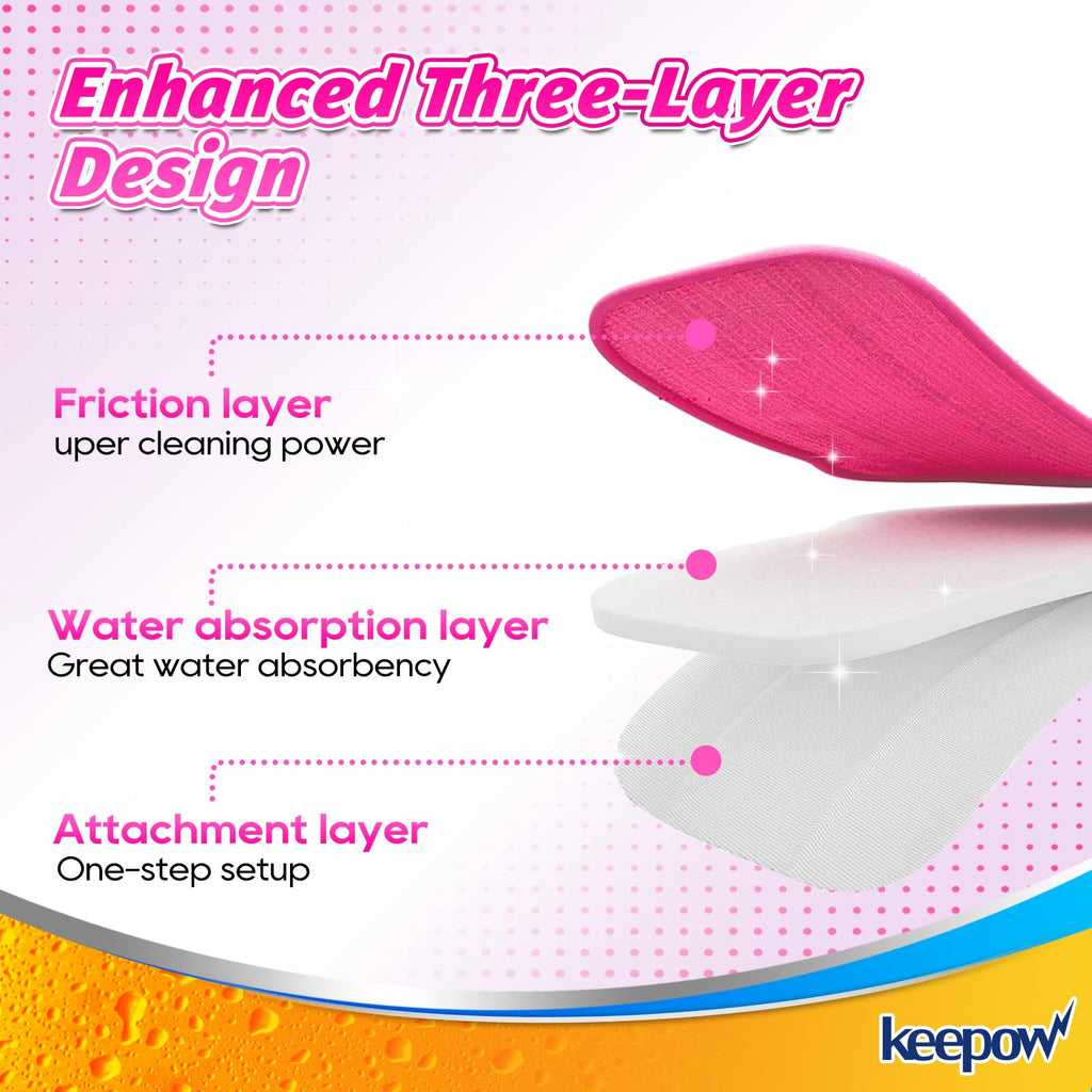 KEEPOW 6 Pack Microfiber Pads Steamer Mop Compatible with Schenley Steam Mop, Washable and Reusable Mopping Pads Replacement Accessories Fit for Steam Mop SLFCSM064 & SLFCSM063 Model