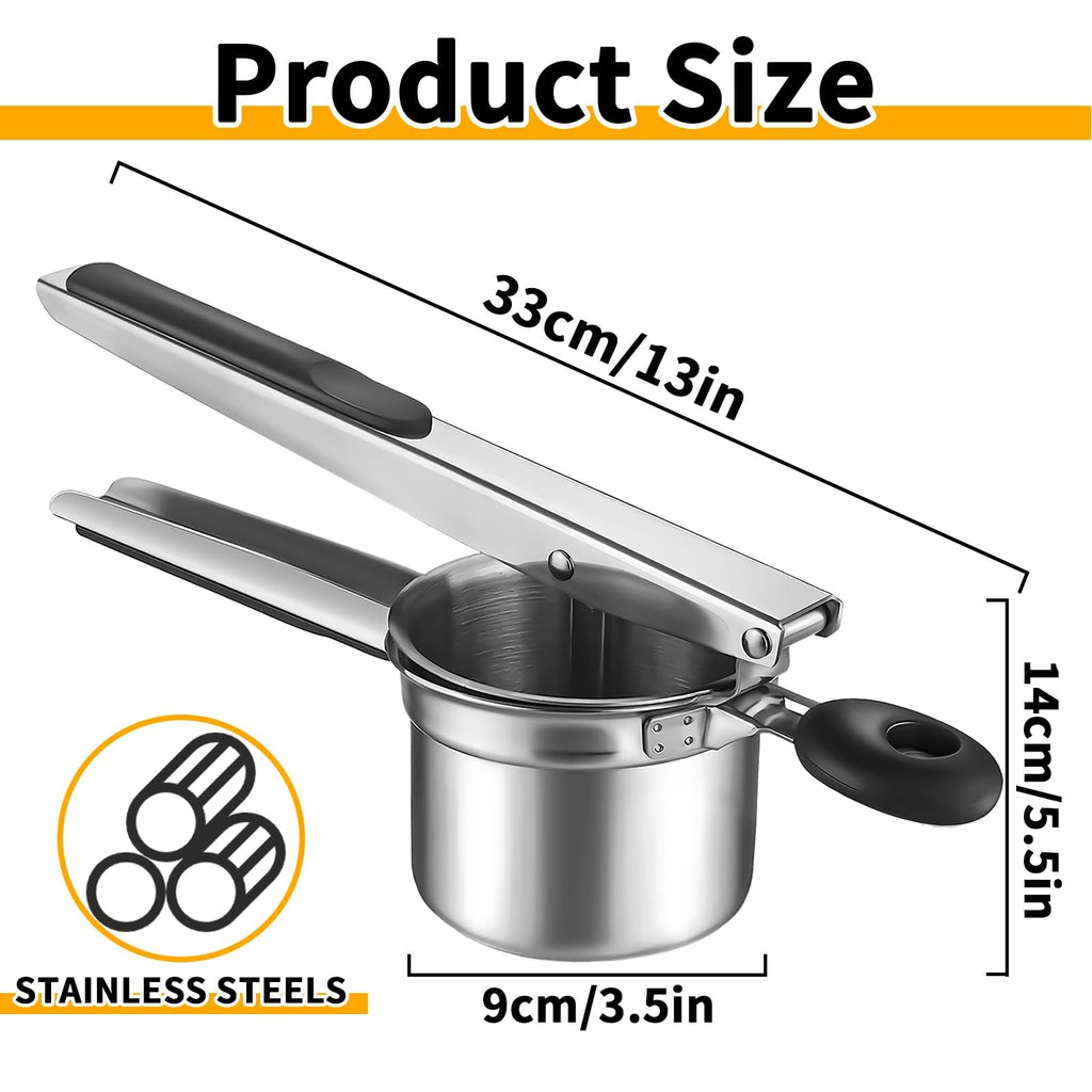 Potato Ricer, Large Stainless Steel Ricer for Potatoes, Potato Masher Heavy Duty for Mashed Potatoes, Strain Vegetables
