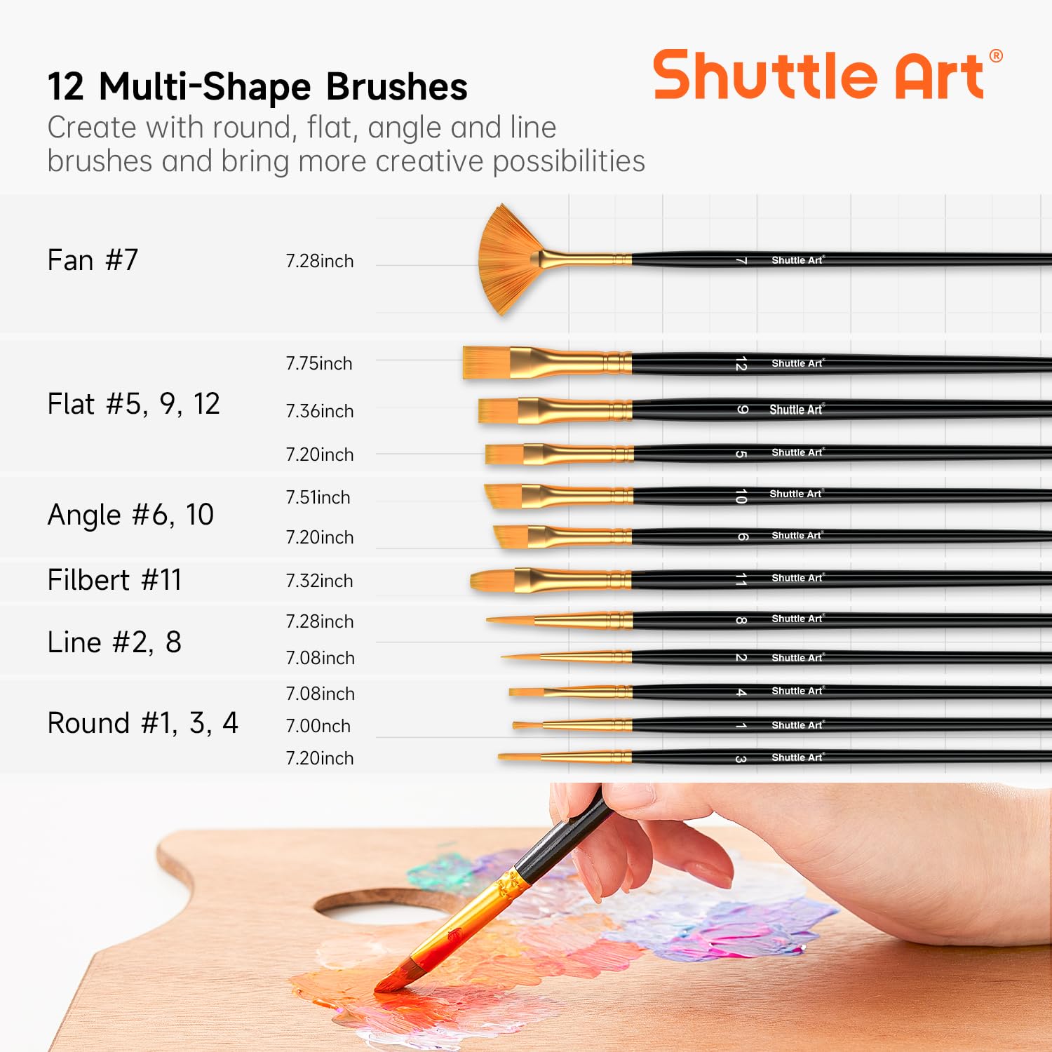 Shuttle Art Acrylic Paint Set, 36 Colors Acrylic Paint (2oz/Bottle) with Brushes & Palette, Rich Pigments Non-toxic Paint for Artists & Adults, Art Supplies for Canvas Rock Ceramic Wood Painting