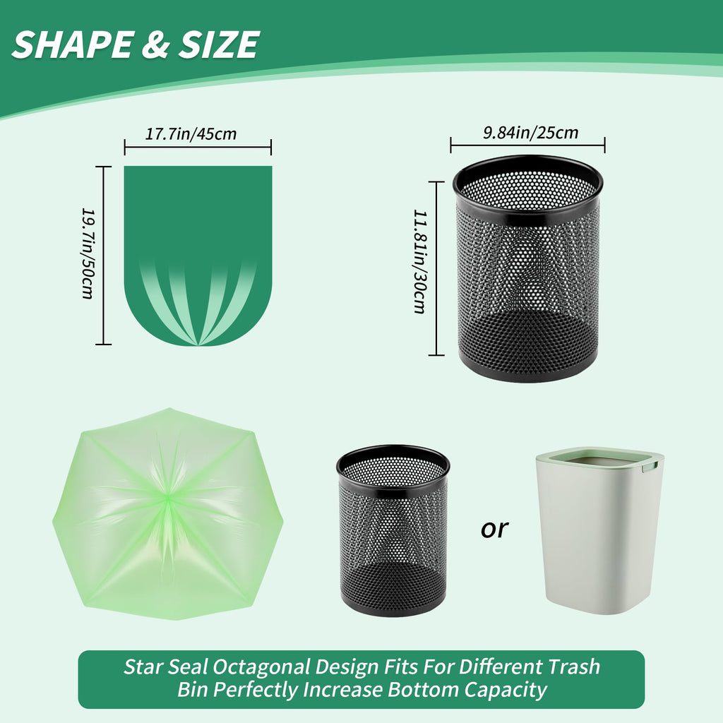 2.6 Gallon Compost Small Trash Bags, 200 Counts Biodegradable Bin Liners Garbage Bags, Thickened Mini Compostable Degradable Recycling Bags for Kitchen, Bathroom, Office (2.6 Gallon 200Pack)