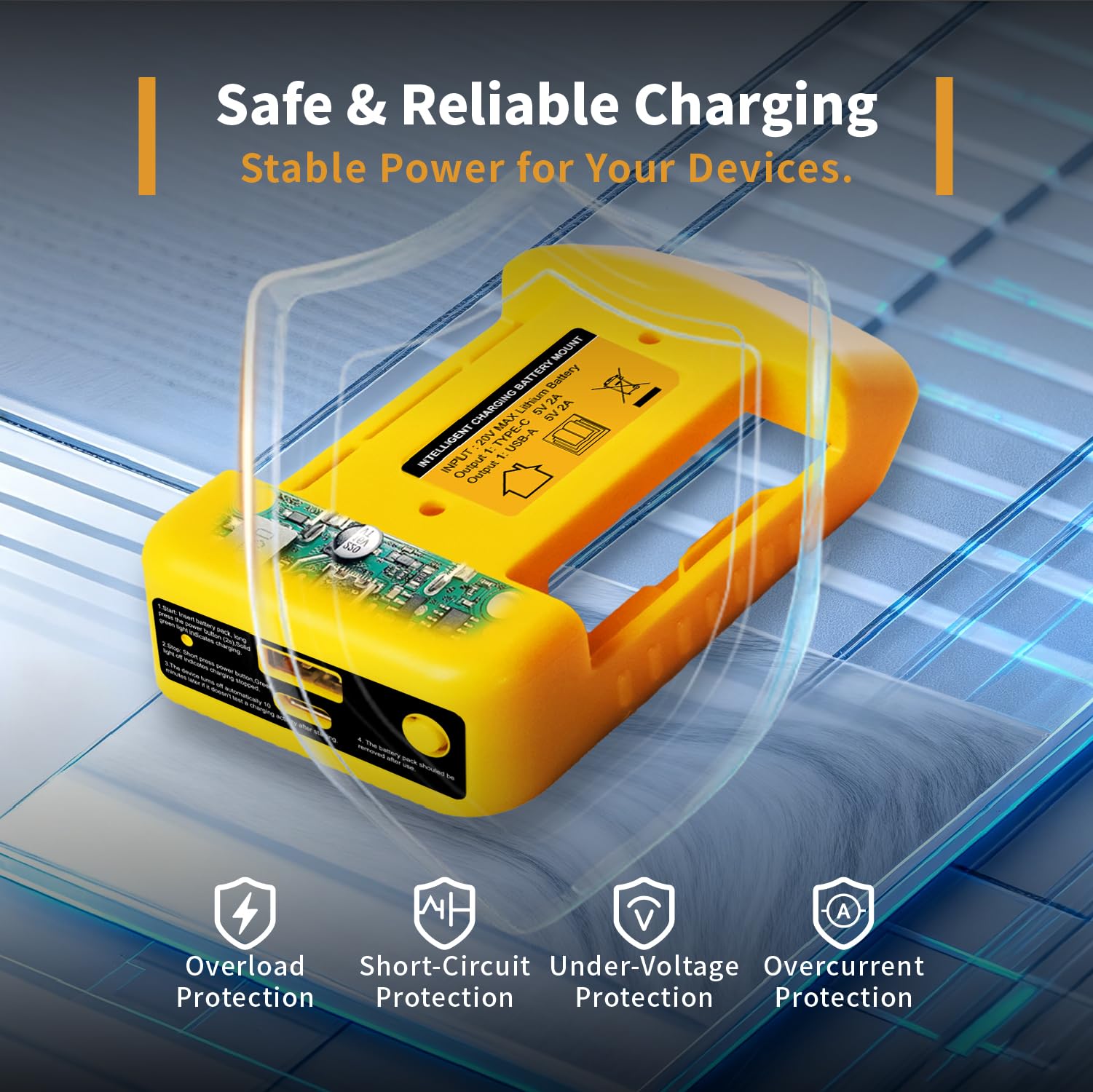 HOYOA 2 Pack USB Charger Adapter Compatible with Dewalt 20V Battery, Battery Adapter with USB-C Charging & USB-A Port, Power Connector Adapter (Adapter Only)