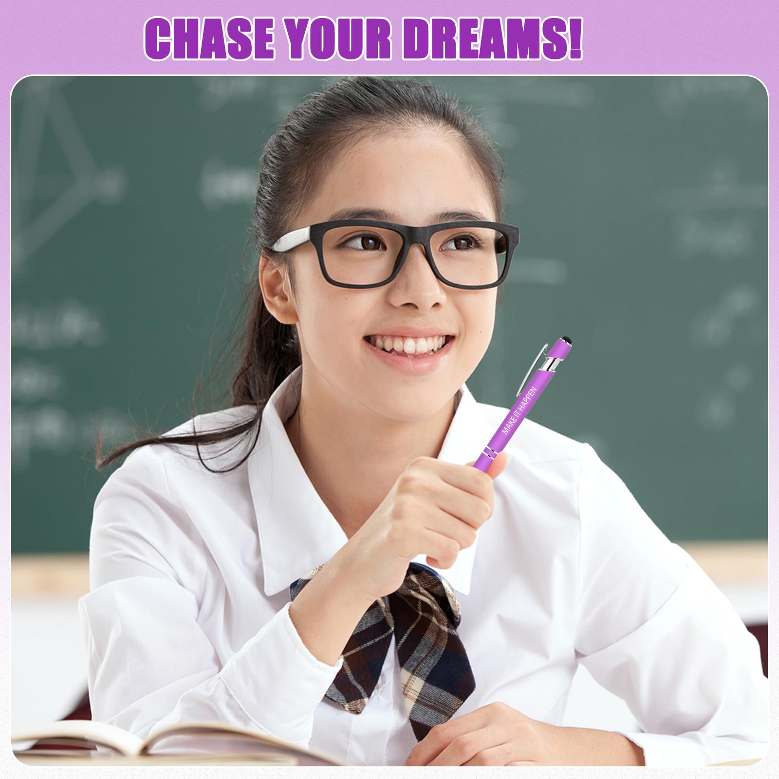 Luxeviss 30 Pcs Inspirational Pens Bulk - Motivational Ink Ballpoint Pen with Quotes Stylus Tip Nurse Gifts for School Coworkers Office Supplies