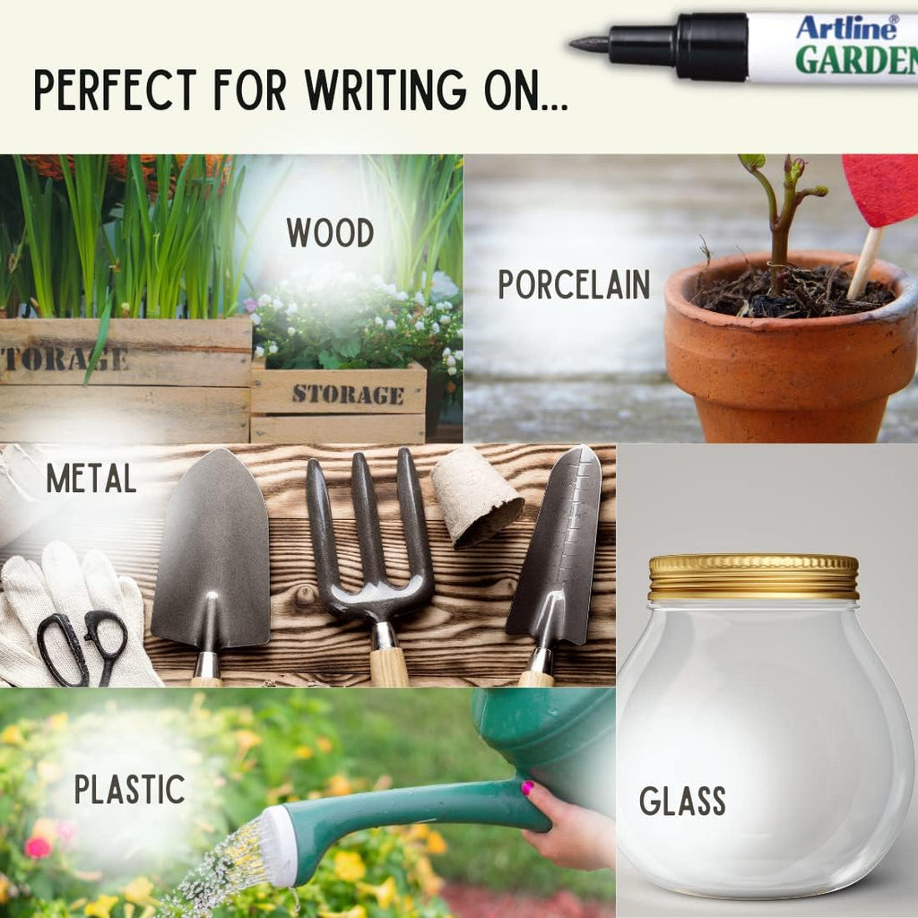Artline EK-780 Garden Markers, 0.8 mm Writing Width, UV Resistant, Waterproof Permanent Markers Ideal for Plant Labels, Quick-Dry Garden Marker for Plants Outdoor & Indoor Use - Black, 12 Pack