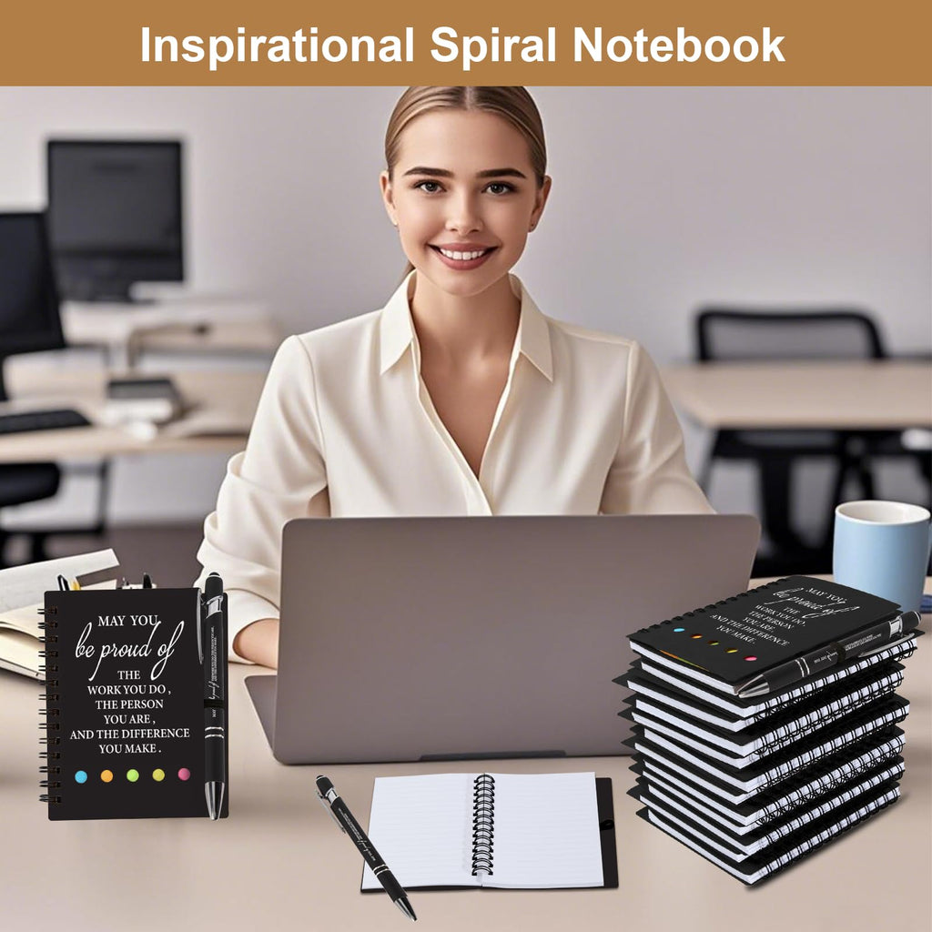 12 Sets Thank You Gifts, Employee Appreciation Gifts, Inspirational Notebooks With Sticky,Inspirational Pens And Gift Bags,Mini Motivational Notebooks for Teacher Student Staff Volunteer Gifts