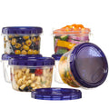 PLASTICPRO 6 Pack Twist Cap Food Storage Containers with Blue Screw on Lid- 16 oz Reusable Meal Prep Containers - Freezer and Microwave Safe Blue Plastic Food Storage