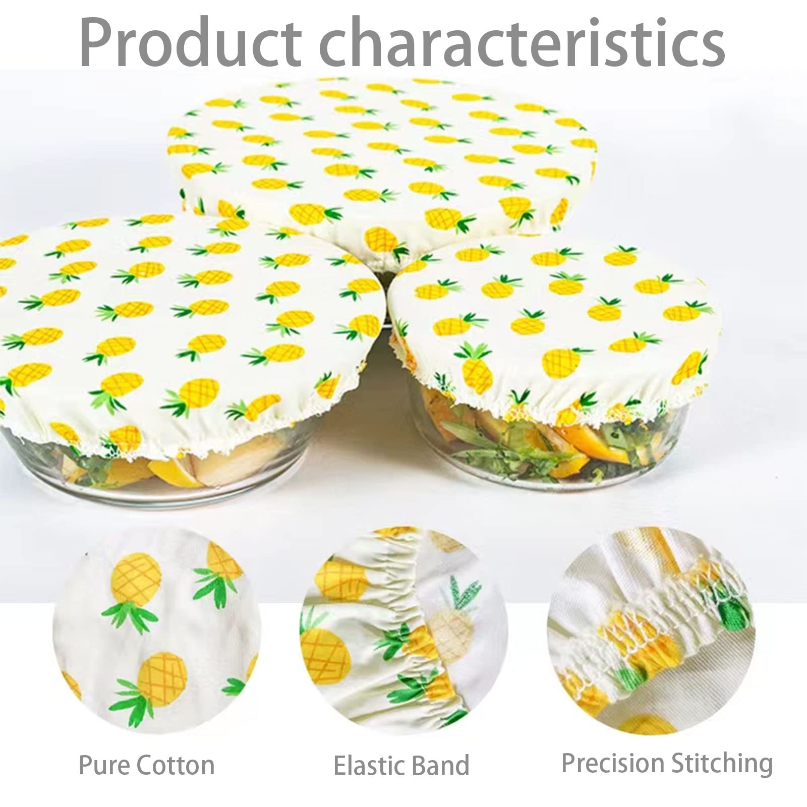 10 Pieces 5 Size Bowl Covers Reusable Elastic Food Storage Cover Stretchy Fabric Cloth Bowl Covers Dish Covers Dough Covers for Resting for Food, Fruits, Leftover (Summer Style)